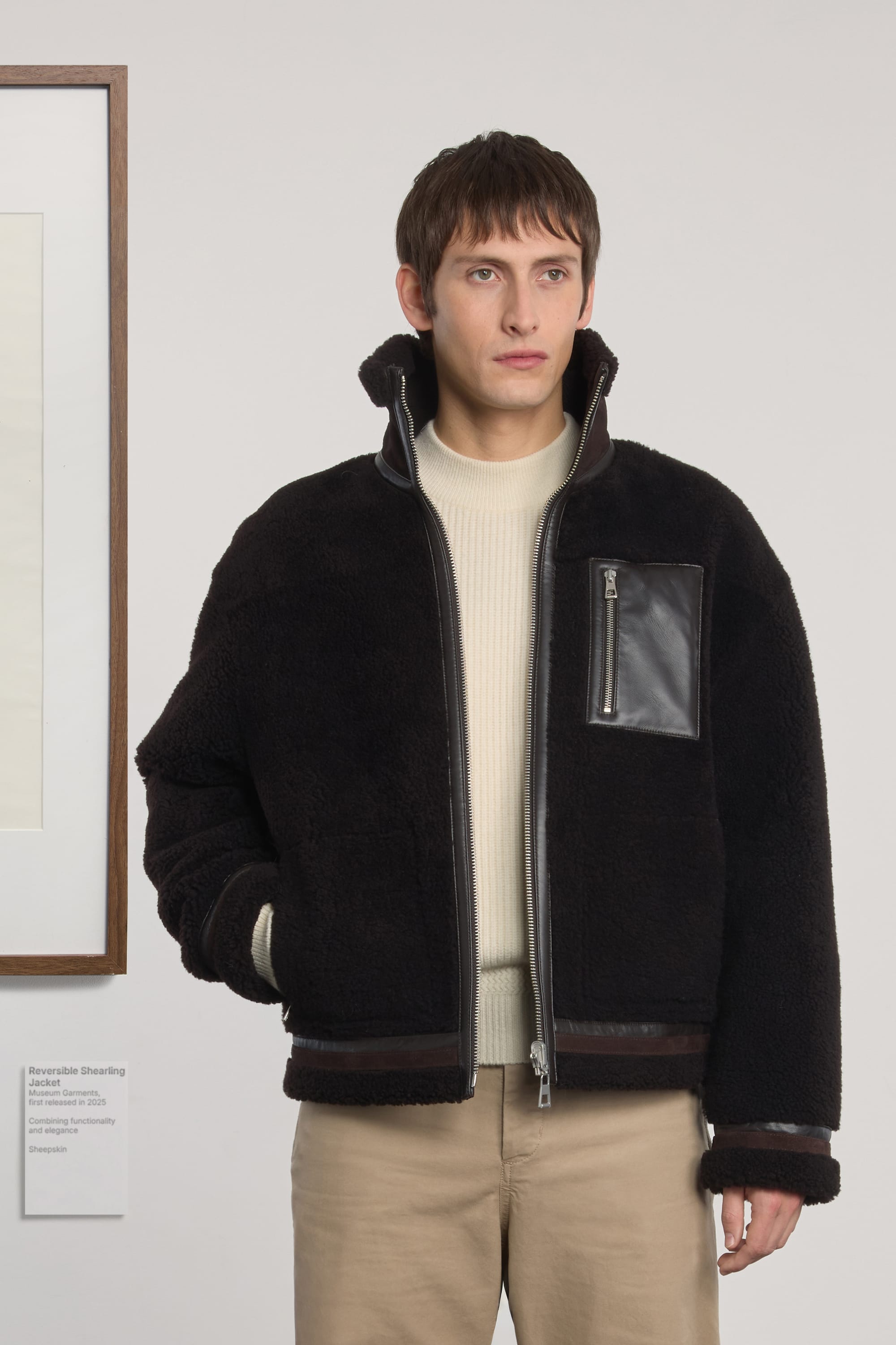 Reversible Shearling Jacket - Brown Melange