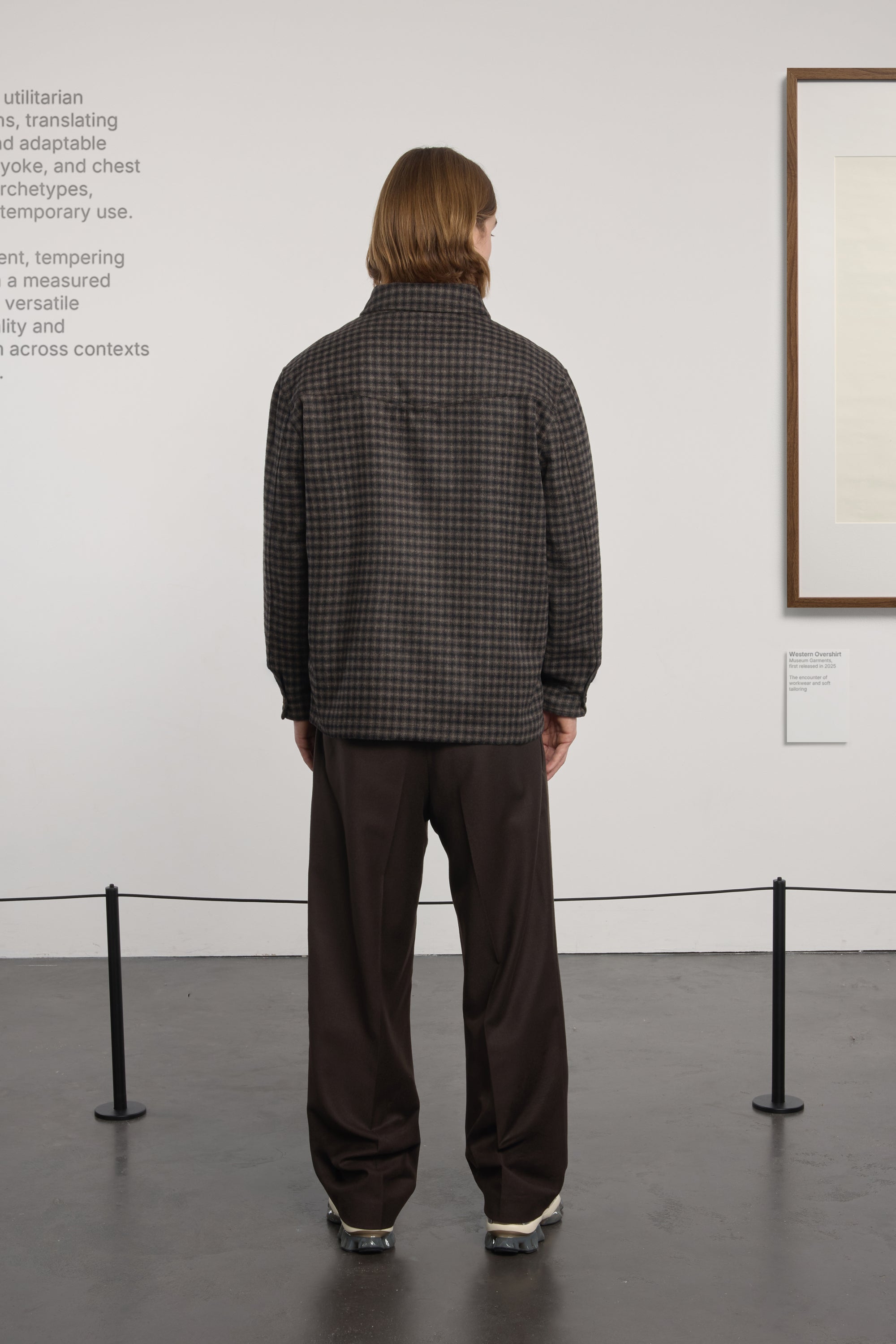 Western Overshirt - Recycled Wool Twill Check - Brown