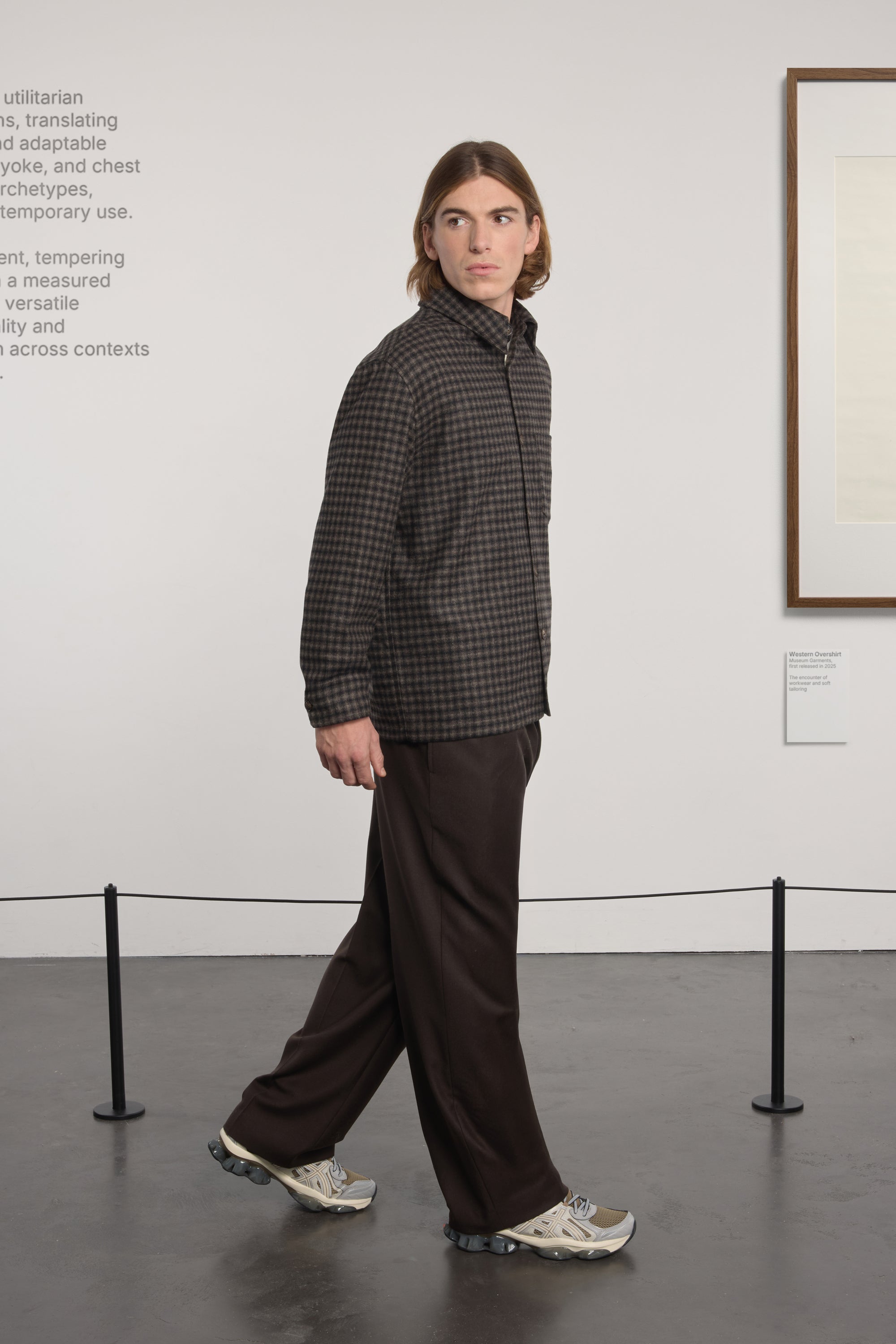 Western Overshirt - Recycled Wool Twill Check - Brown