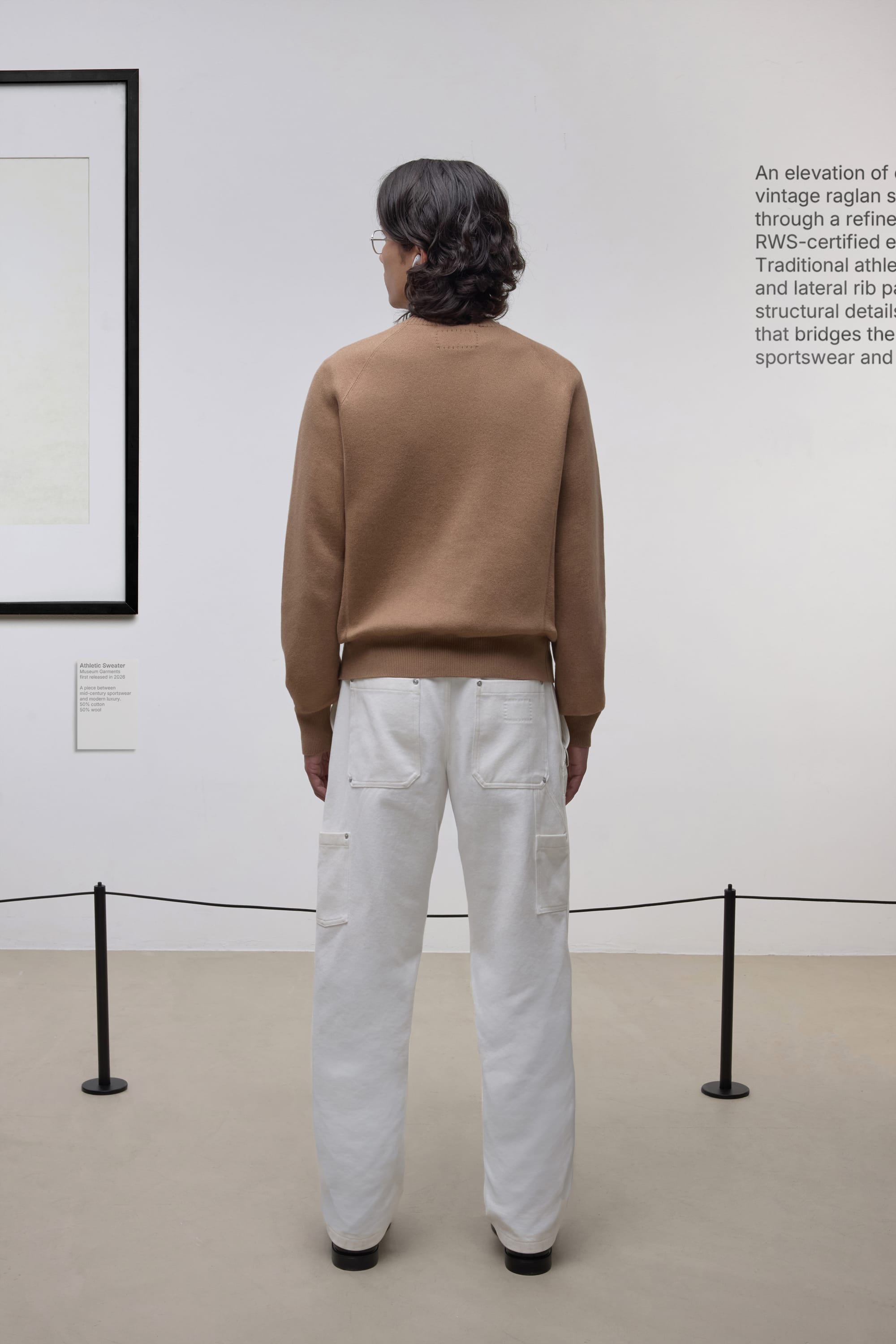 Raglan Athletic Sweater - Mélange de laine mérinos et de coton - Light Beige Melange