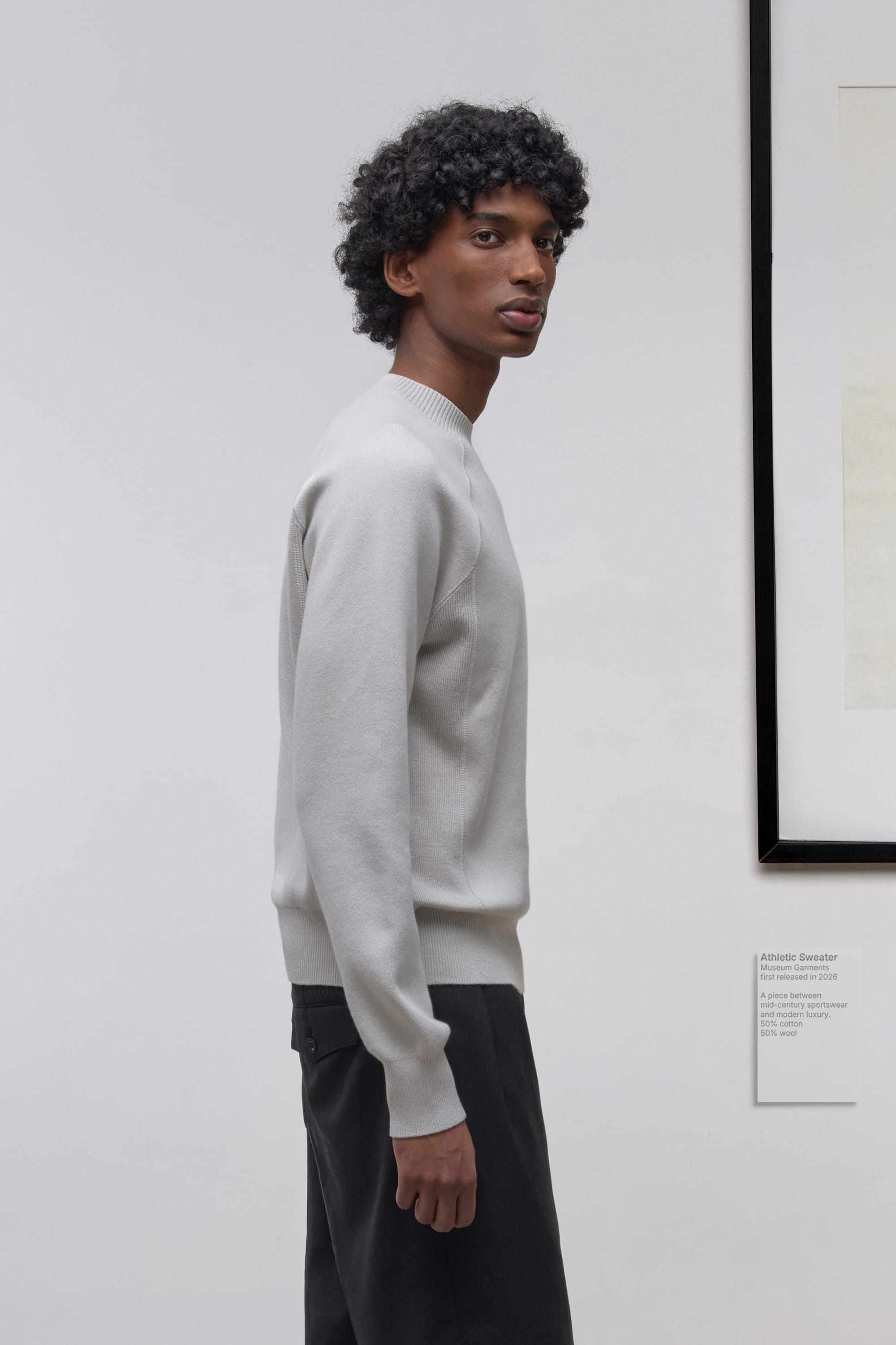 Raglan Athletic Sweater - Mélange de laine mérinos et de coton - Light Grey Melange
