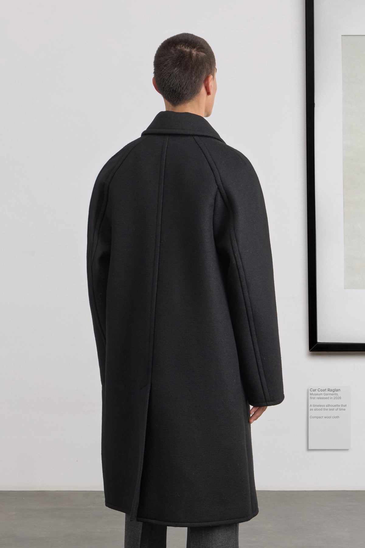 Car Coat Raglan - Compact wool cloth - Black