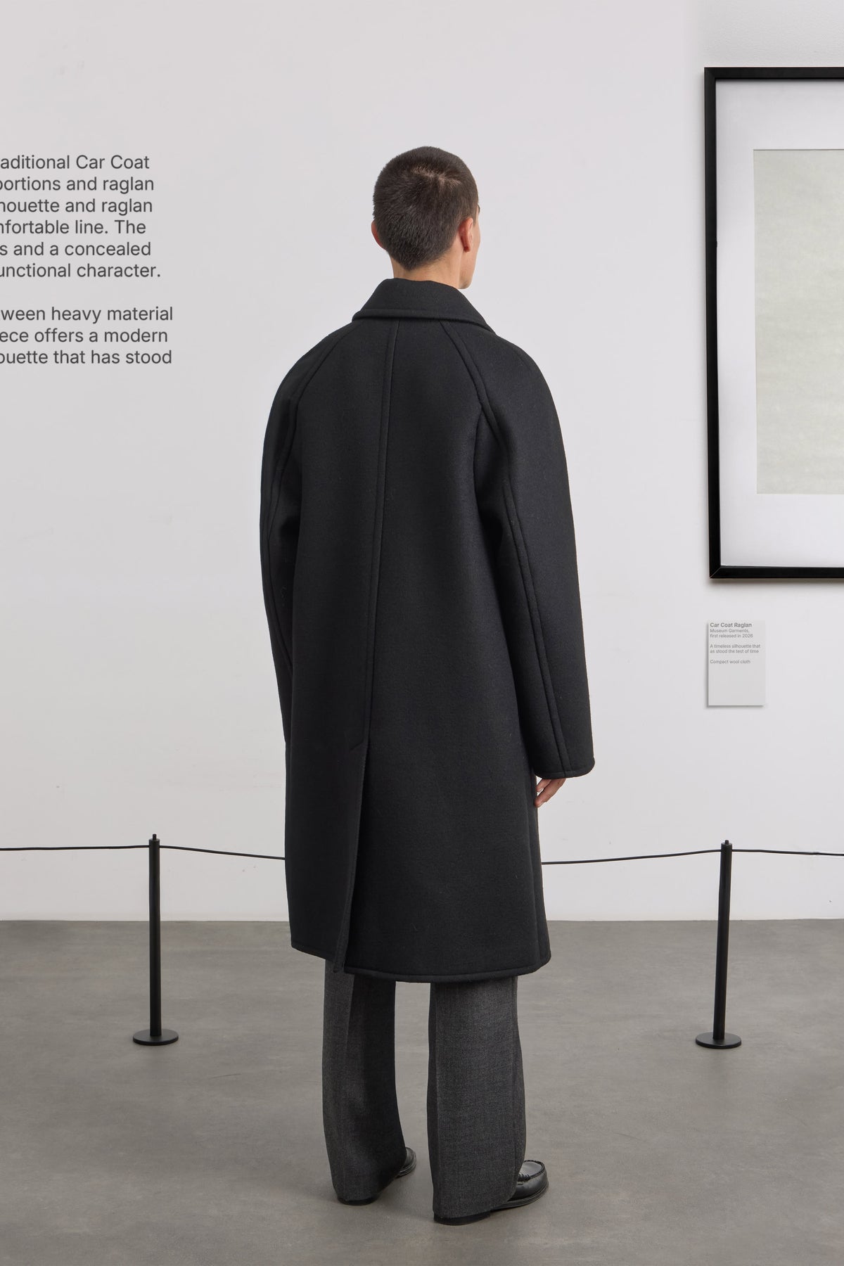 Car Coat Raglan - Compact wool cloth - Black