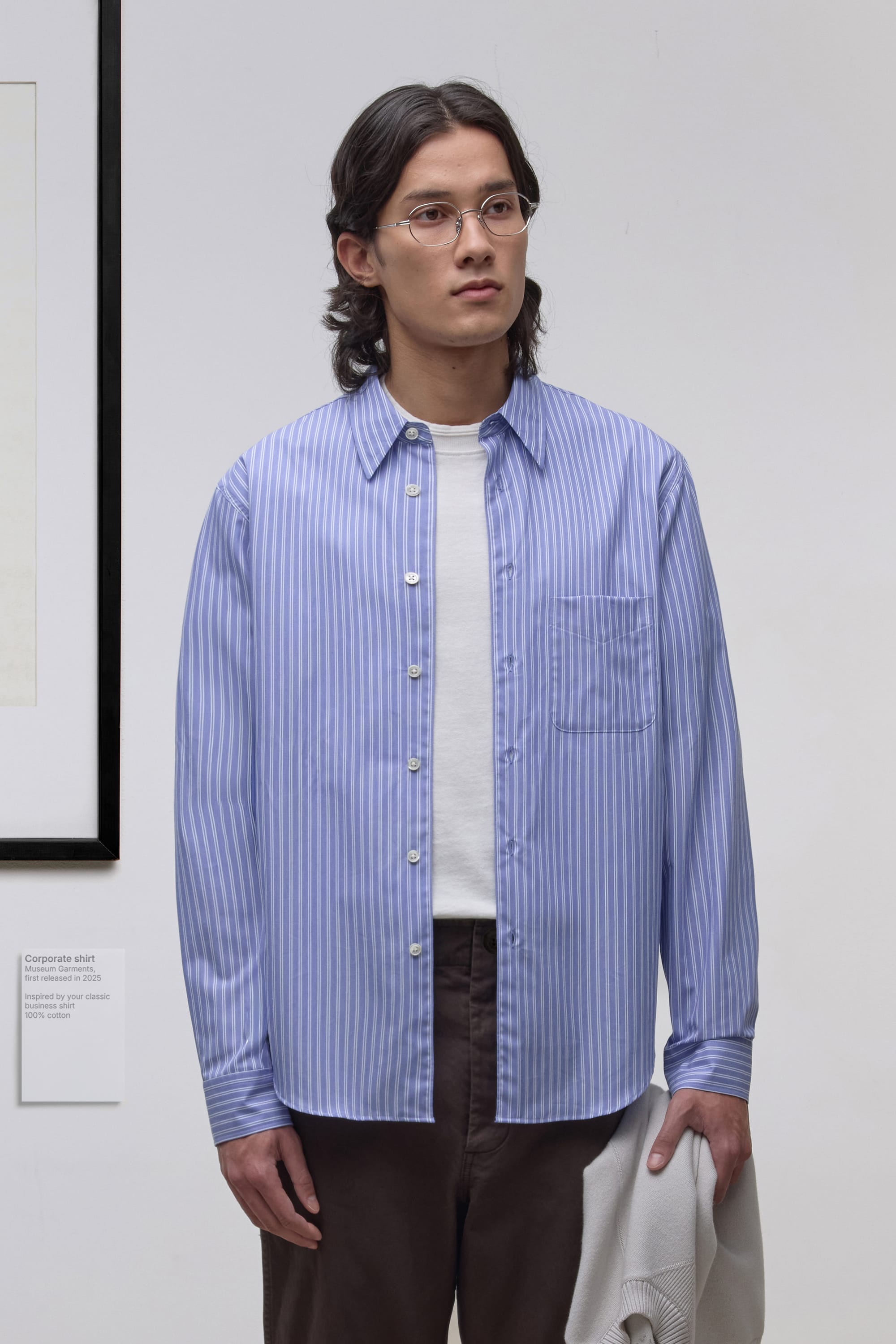 Corporate shirt - Striped Cotton Poplin Blue/White