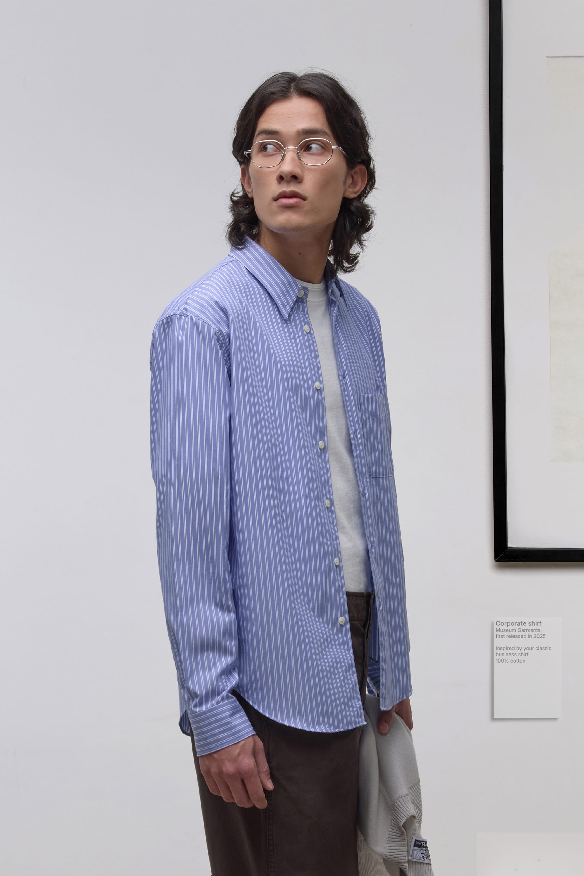 Corporate shirt - Striped Cotton Poplin Blue/White