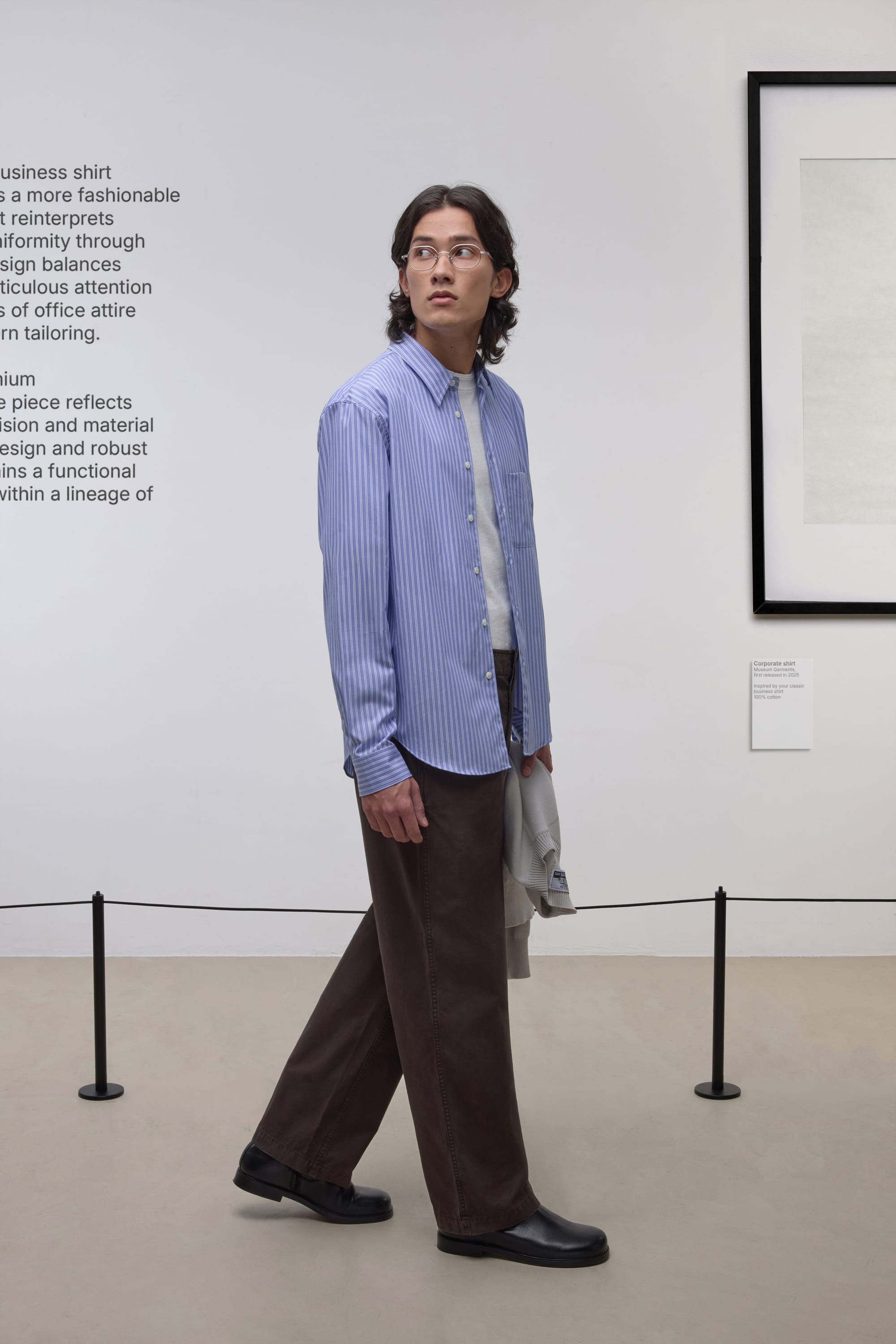 Corporate shirt - Striped Cotton Poplin Blue/White