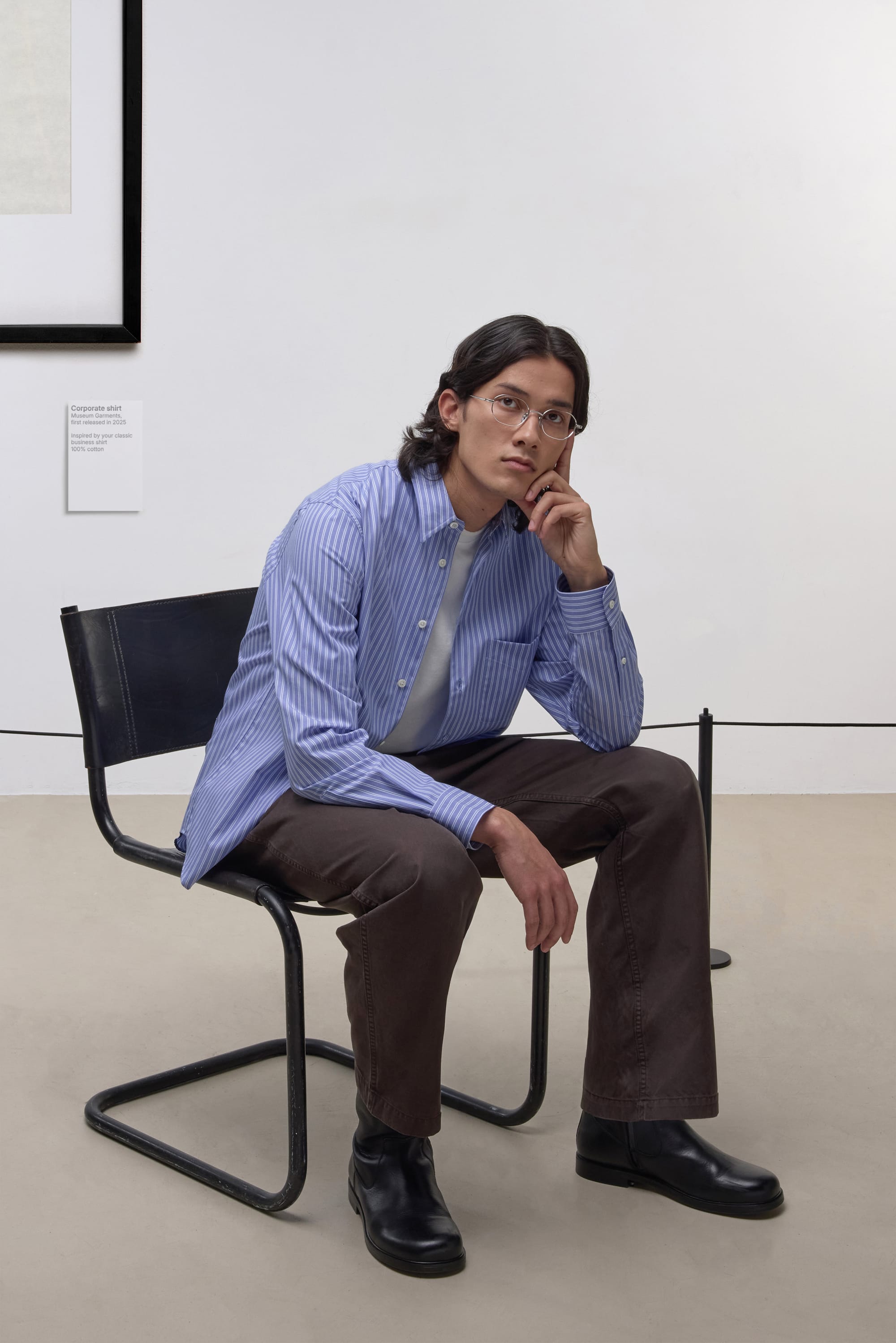 Corporate shirt - Striped Cotton Poplin Blue/White