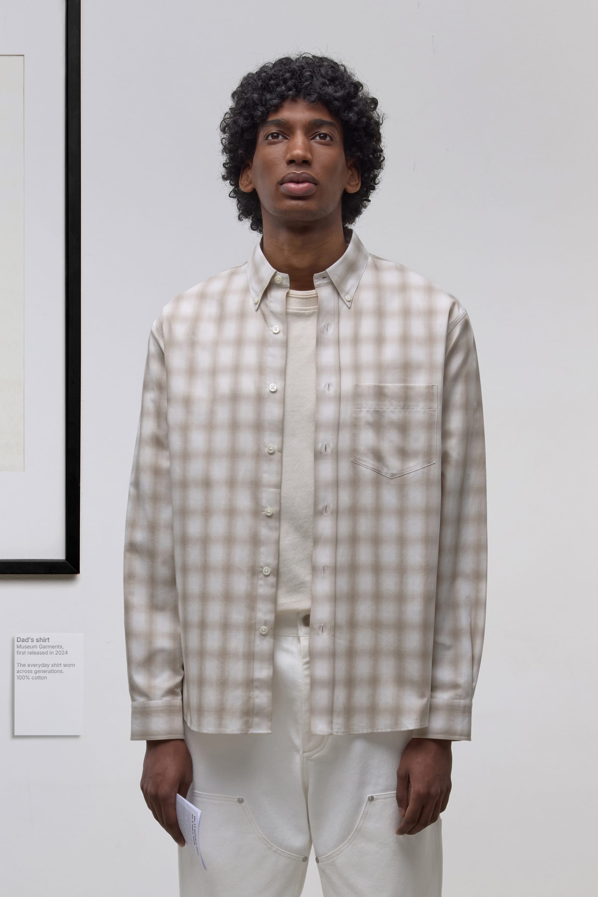Dad's Shirt - Toile de Coton à Carreaux - Beige