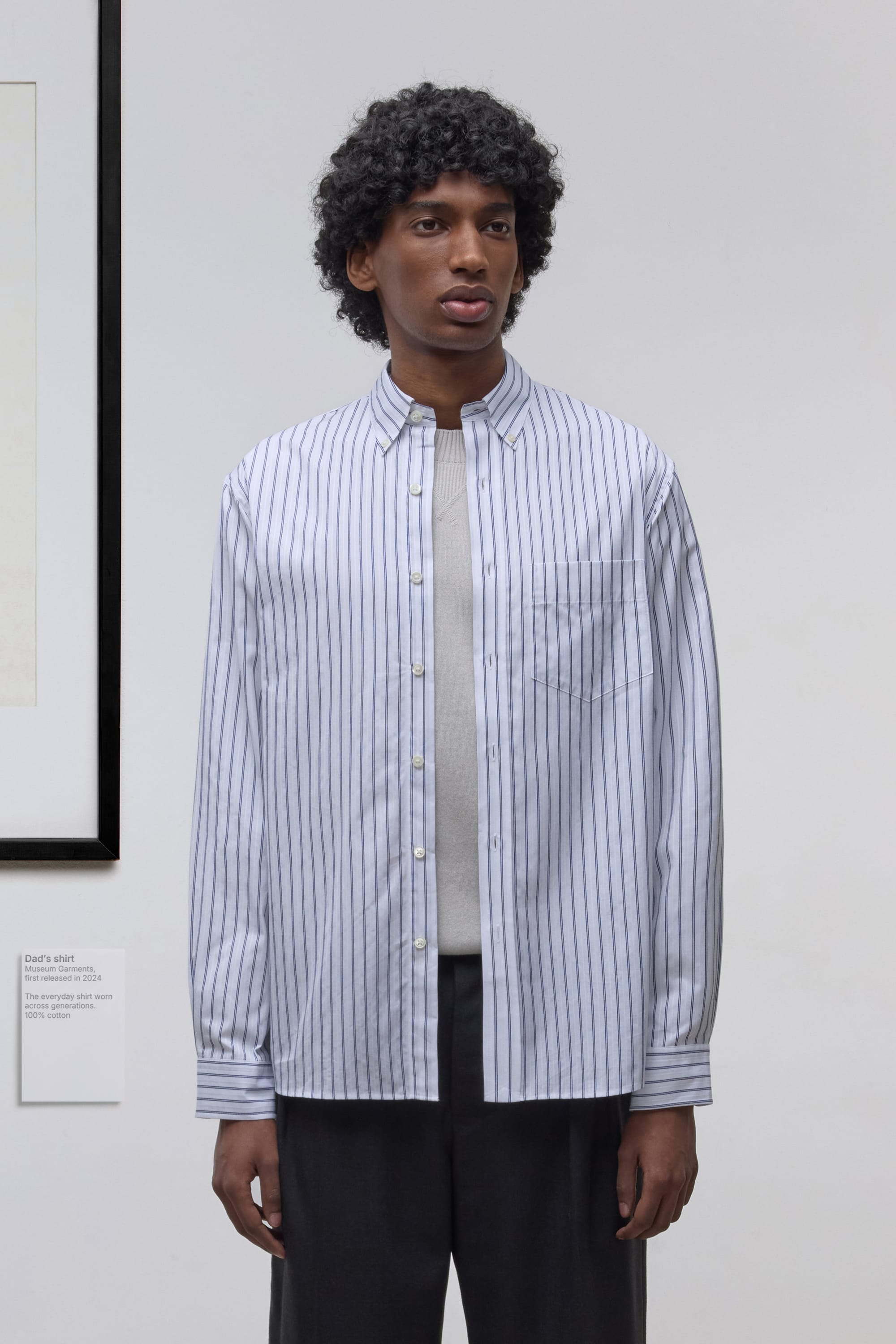 Dad's shirt - Cotton Egyptien à rayures - Bleu/Blanc