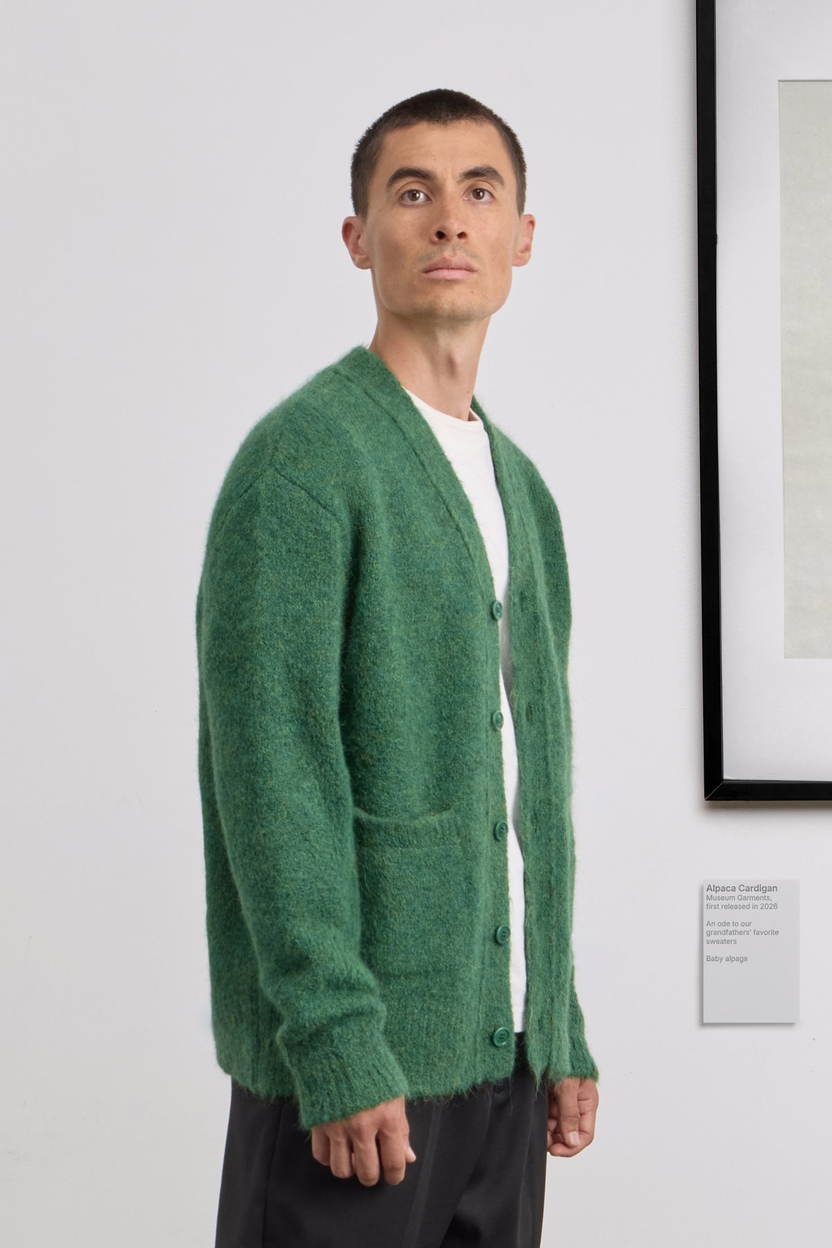 Alpaca Cardigan - Baby alpaga - Green Melange