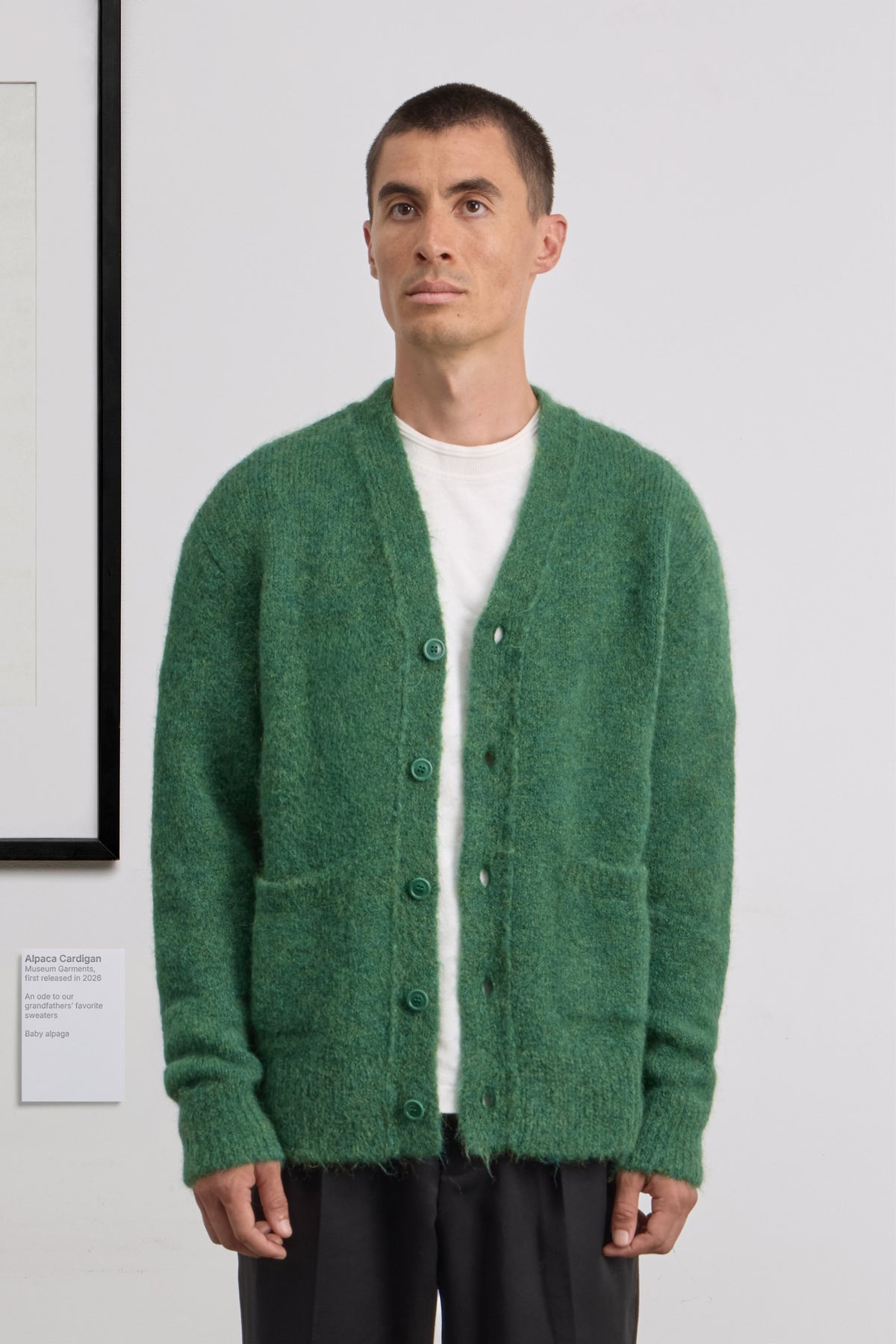 Alpaca Cardigan - Baby alpaga - Green Melange