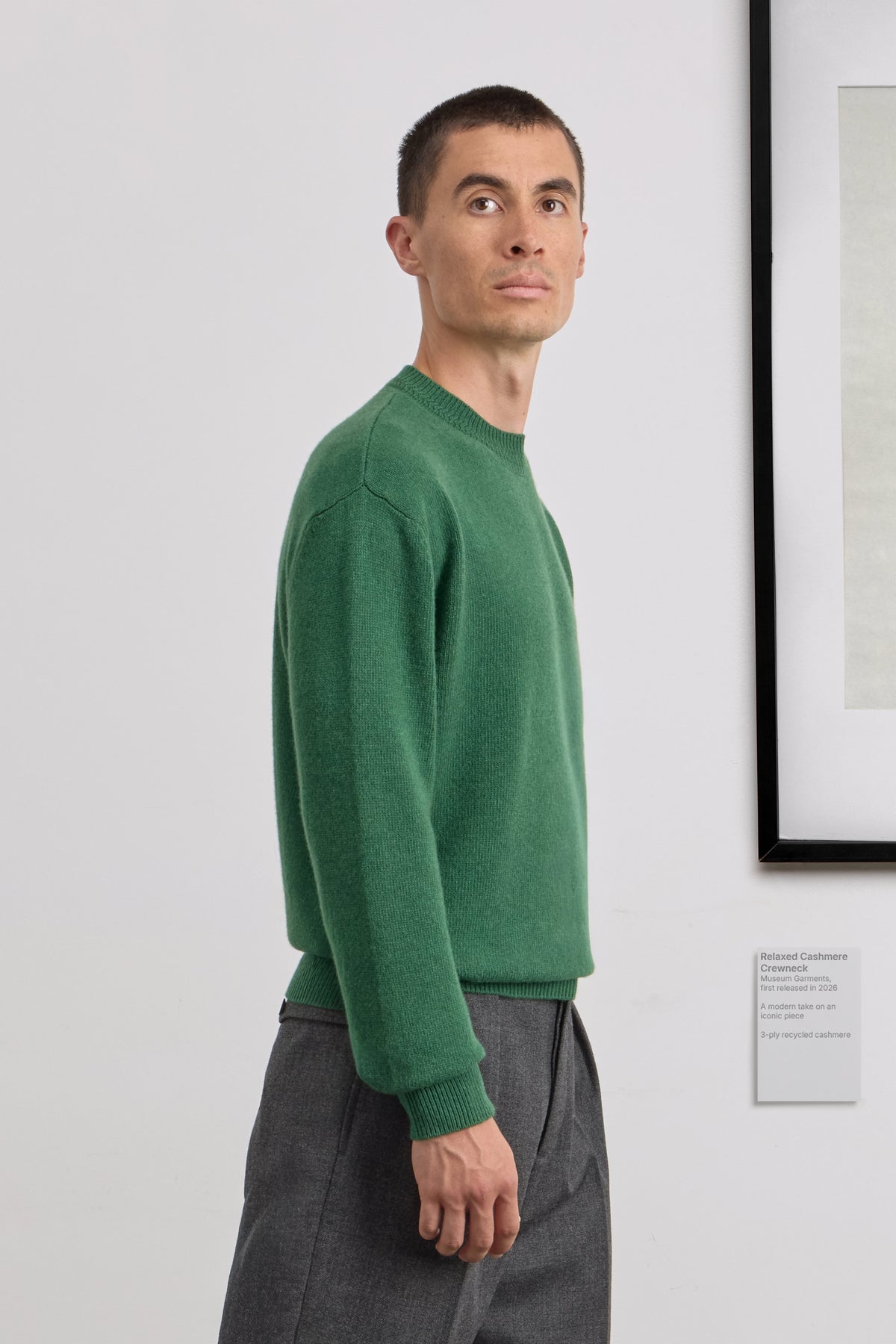 Relaxed Cashmere Crewneck - 3-ply recycled cashmere - Green