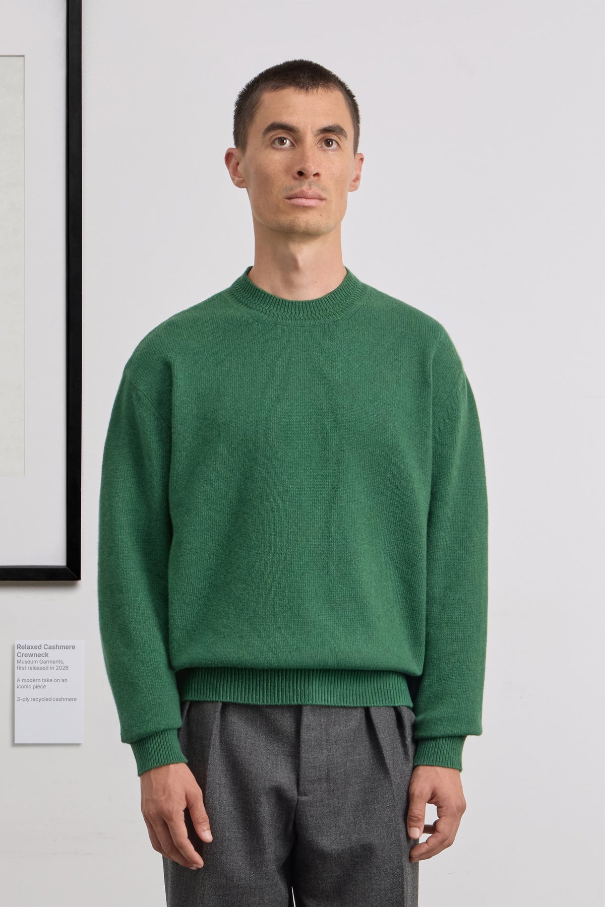 Relaxed Cashmere Crewneck - 3-ply recycled cashmere - Green