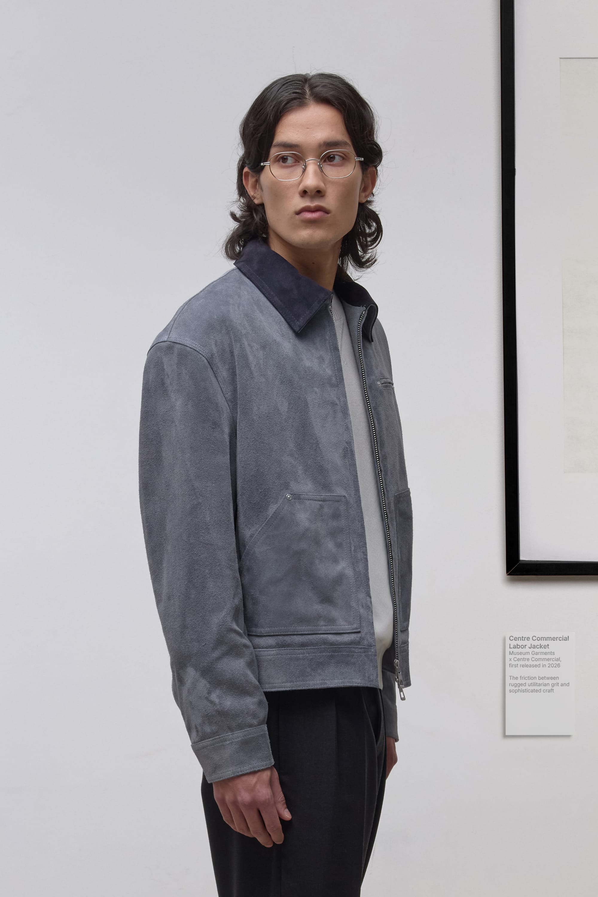 Centre Commercial Labor Jacket - Soft Suede - Grey/Blue