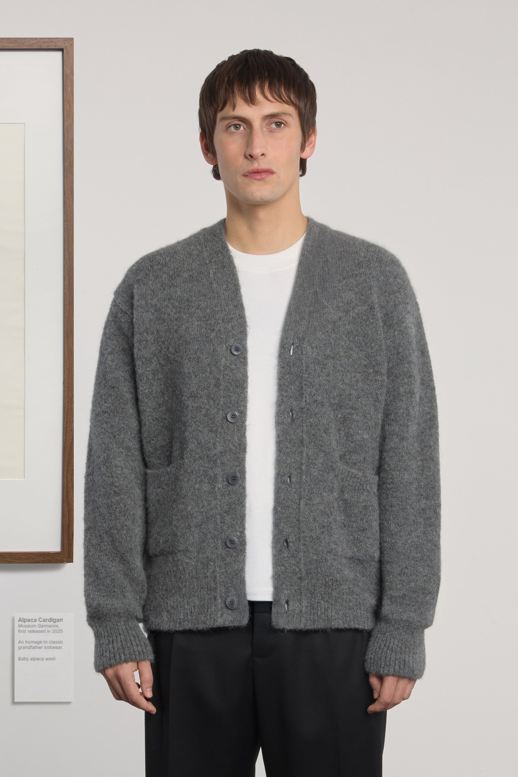 Alpaca Cardigan - Dark Grey Melange