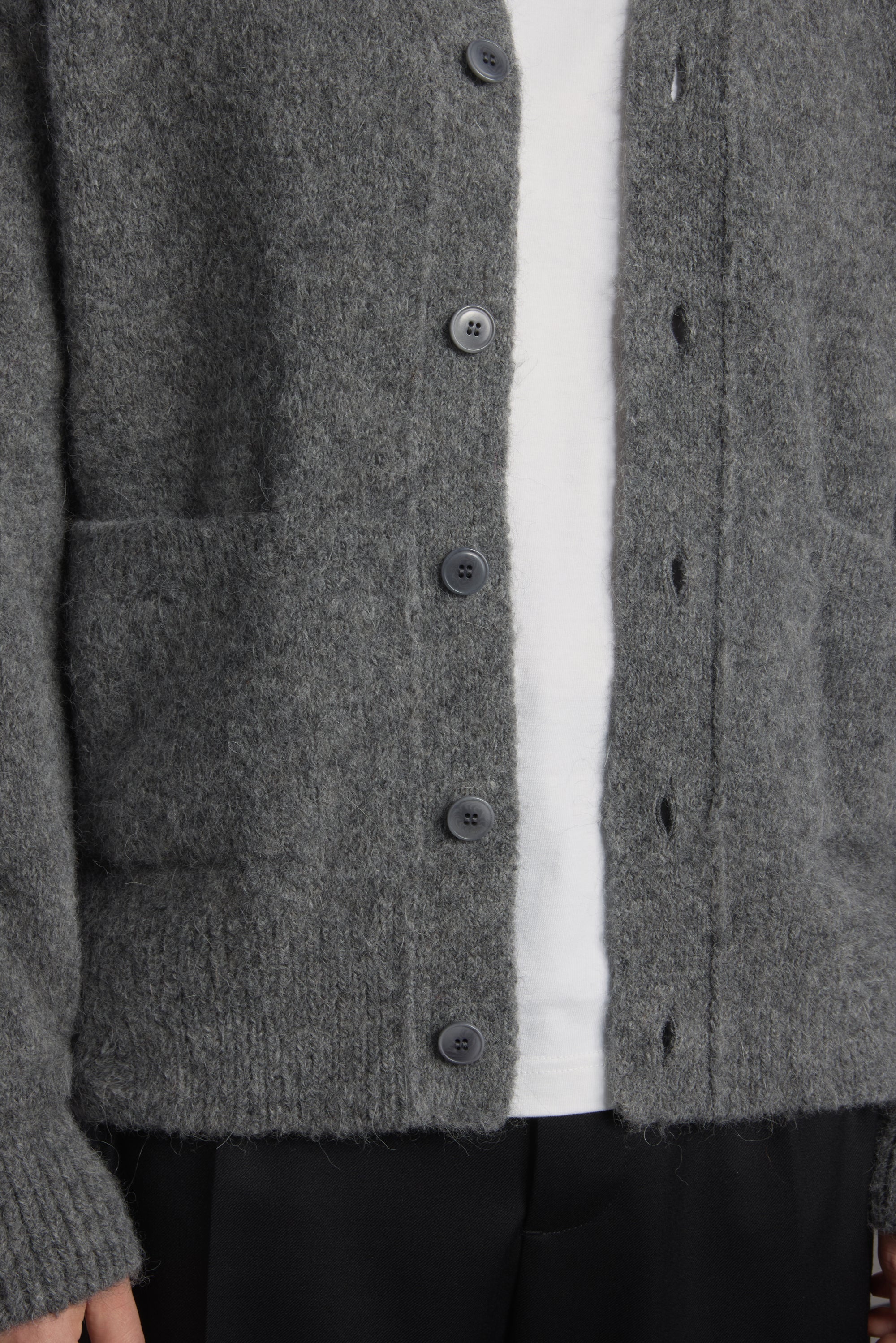 Alpaca Cardigan - Dark Grey Melange