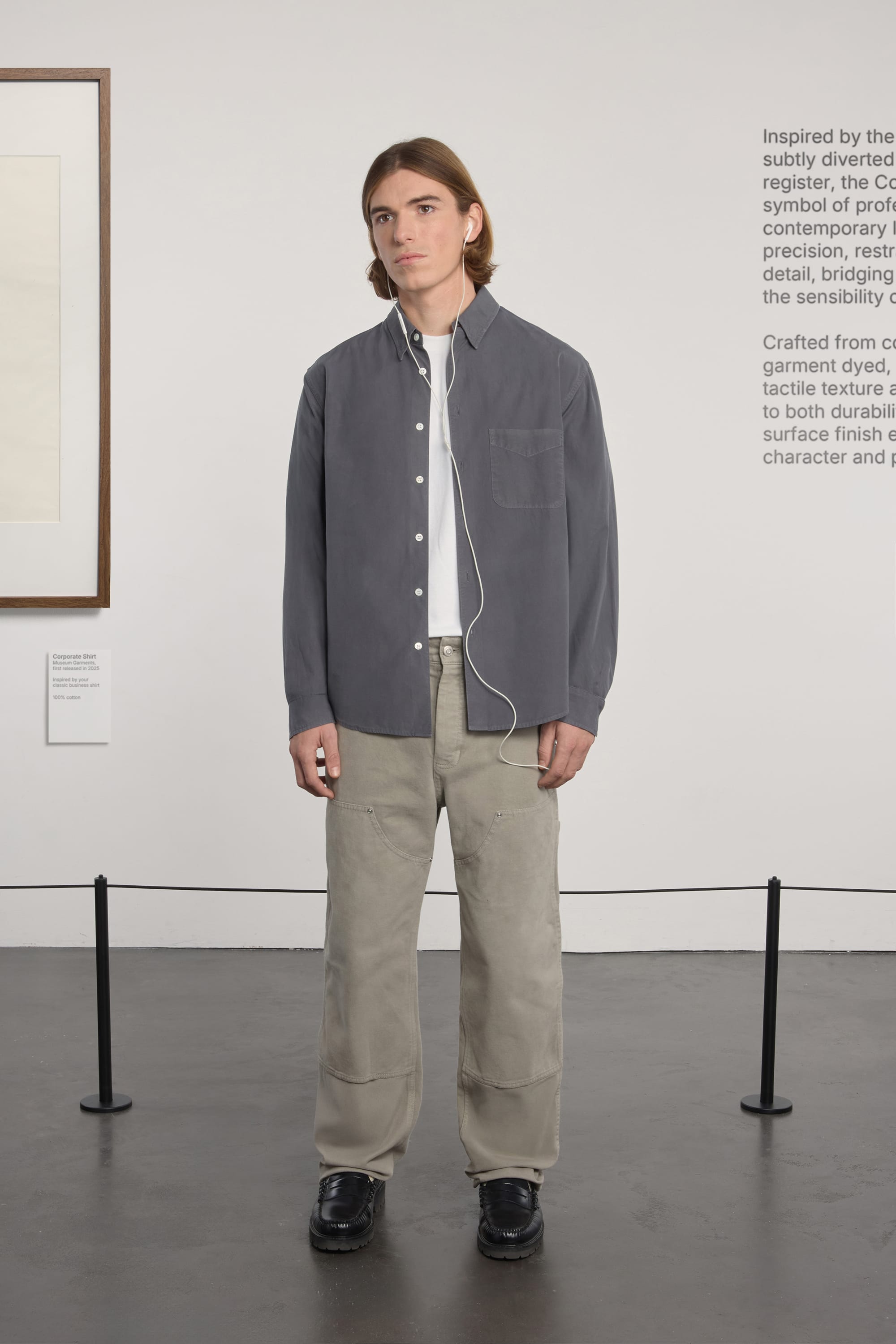 Corporate Shirt - Garment Dyed Typewriter - Charcoal Grey