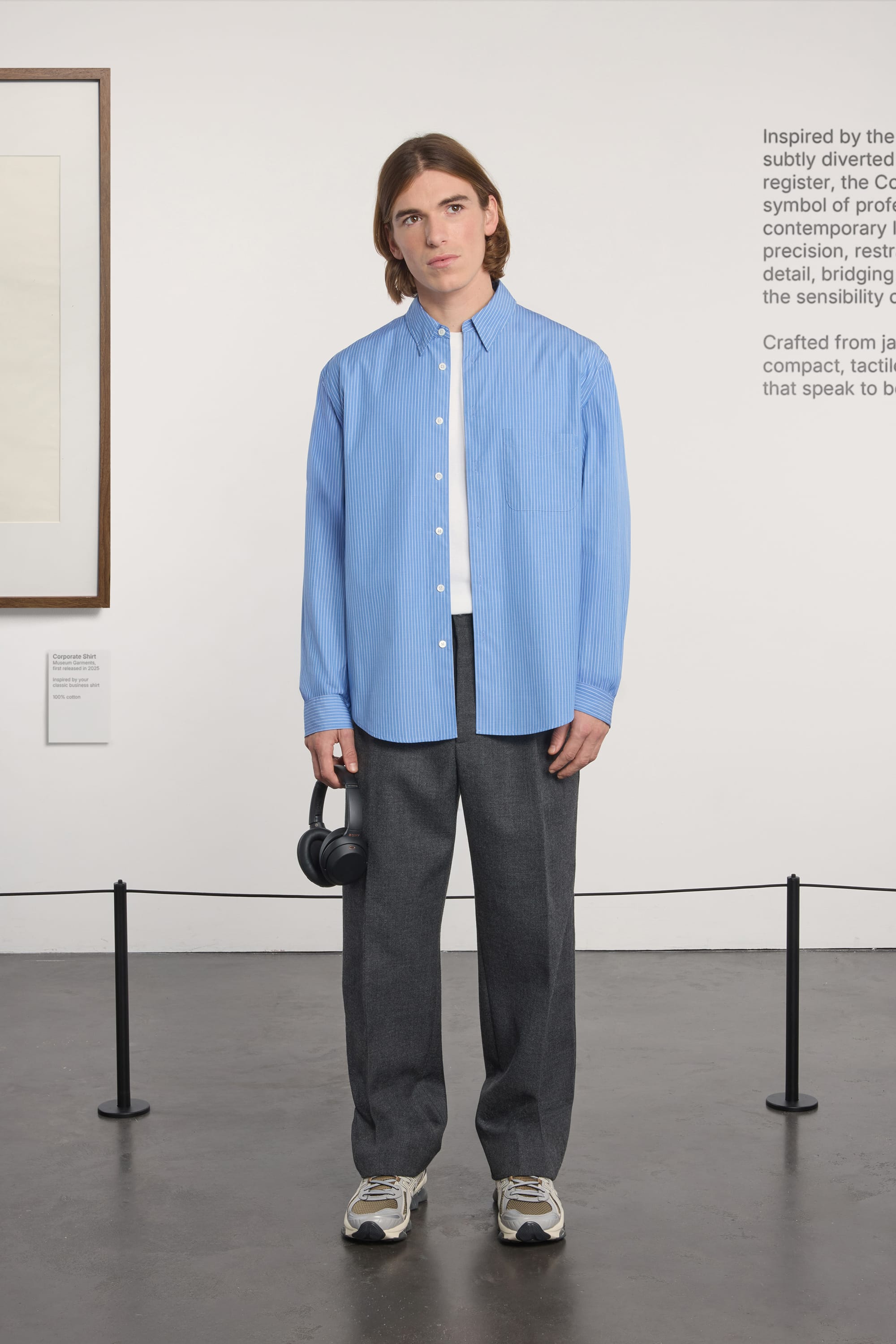 Corporate Shirt - Striped Cotton Poplin  - Blue/White