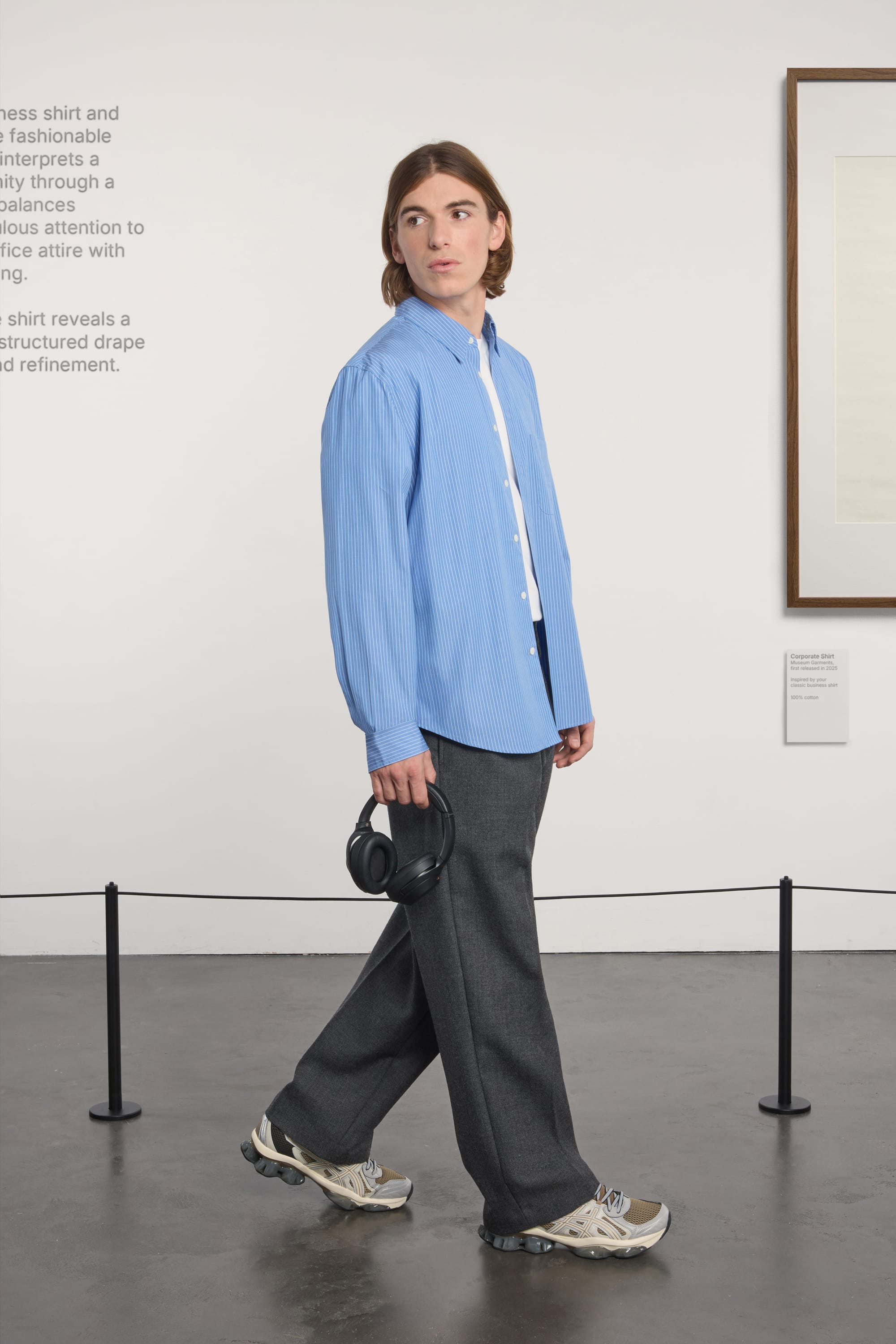 Corporate Shirt - Striped Cotton Poplin  - Blue/White