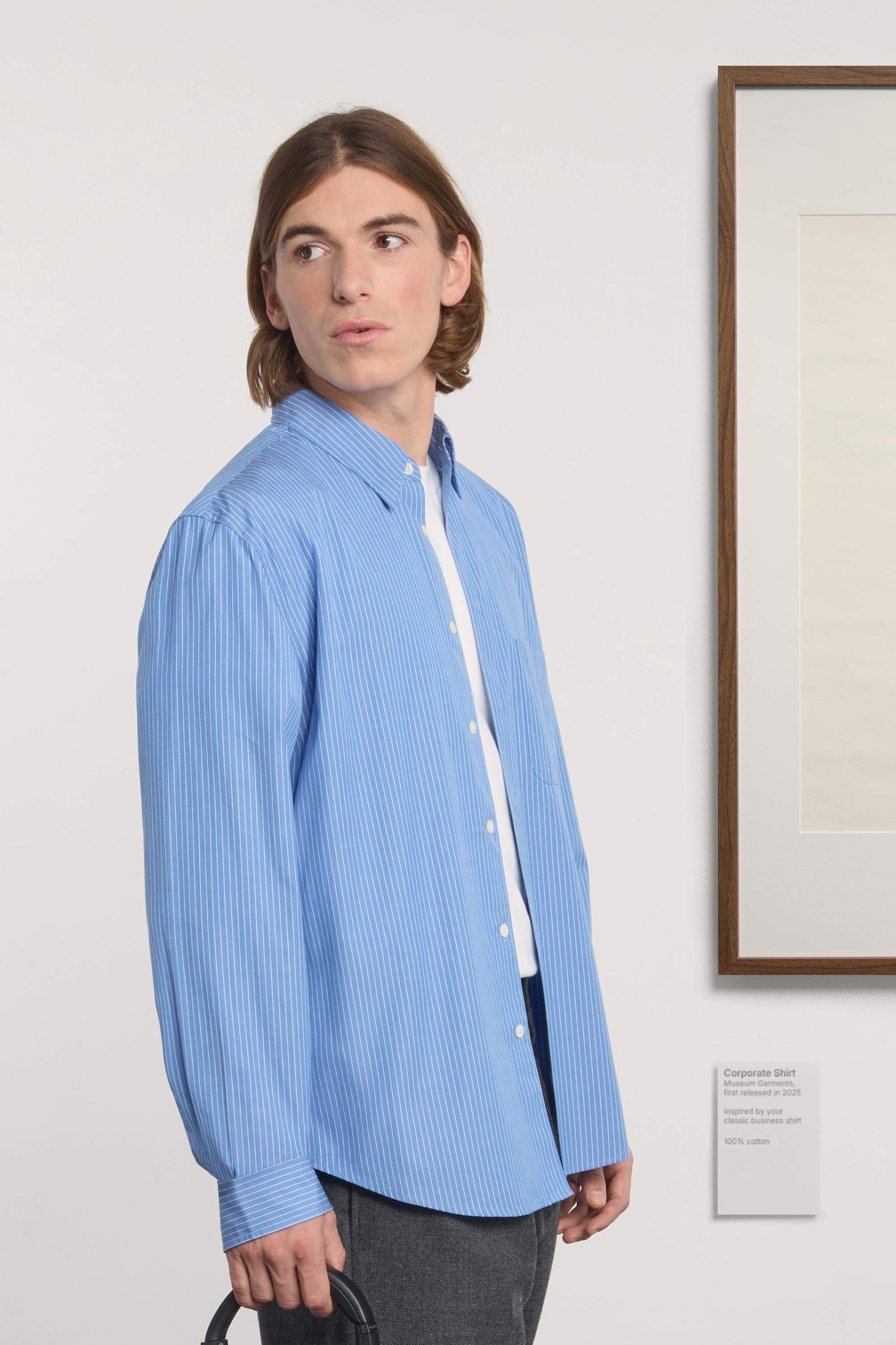 Corporate Shirt - Striped Cotton Poplin  - Blue/White