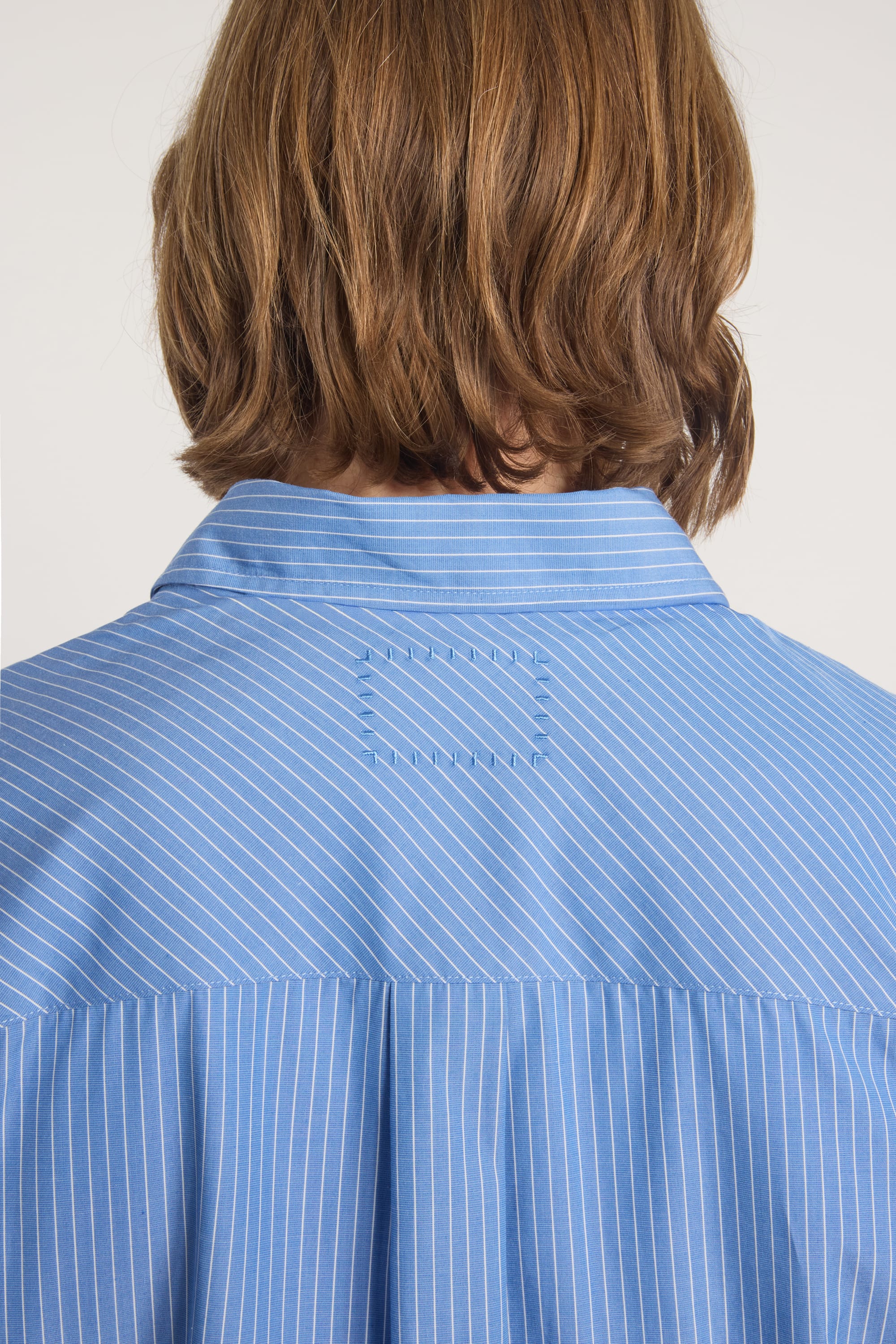 Corporate Shirt - Striped Cotton Poplin  - Blue/White