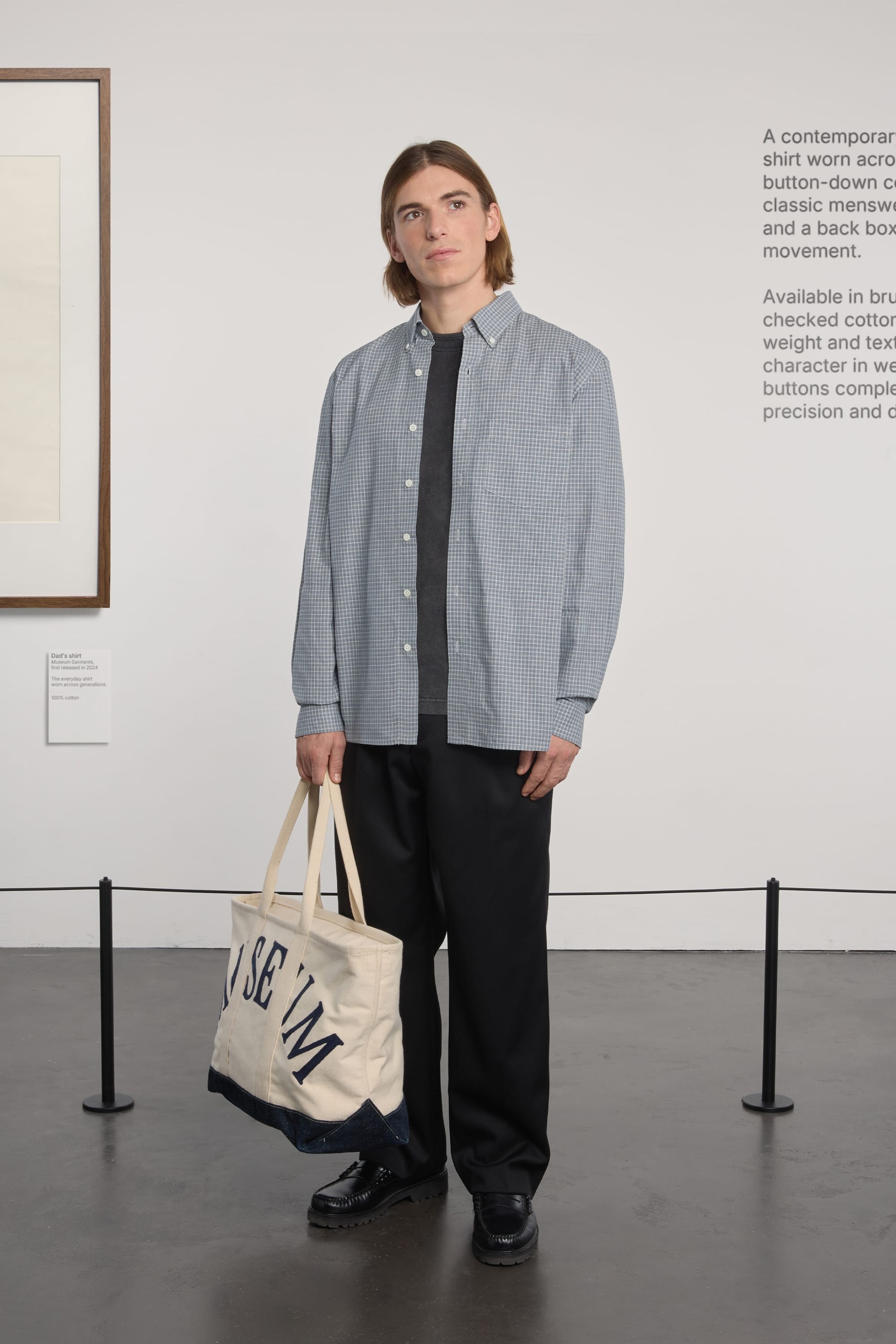 Dad's Shirt - Checked Cotton Fabric - Blue/White