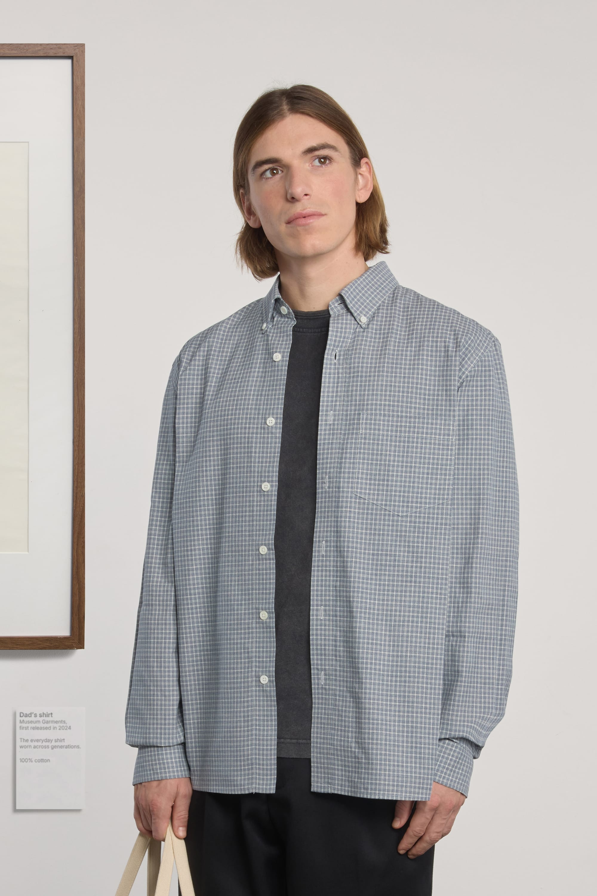 Dad's Shirt - Checked Cotton Fabric - Blue/White