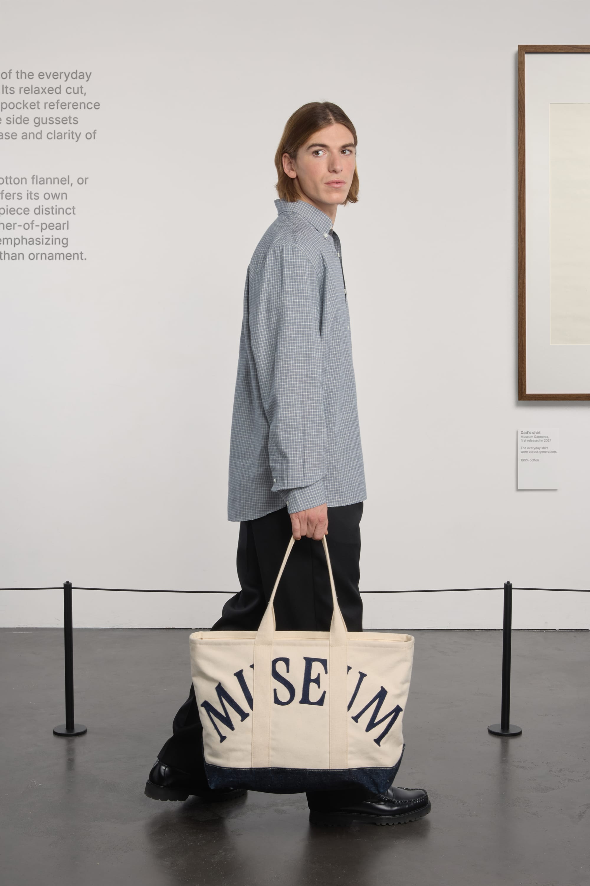 Dad's Shirt - Checked Cotton Fabric - Blue/White