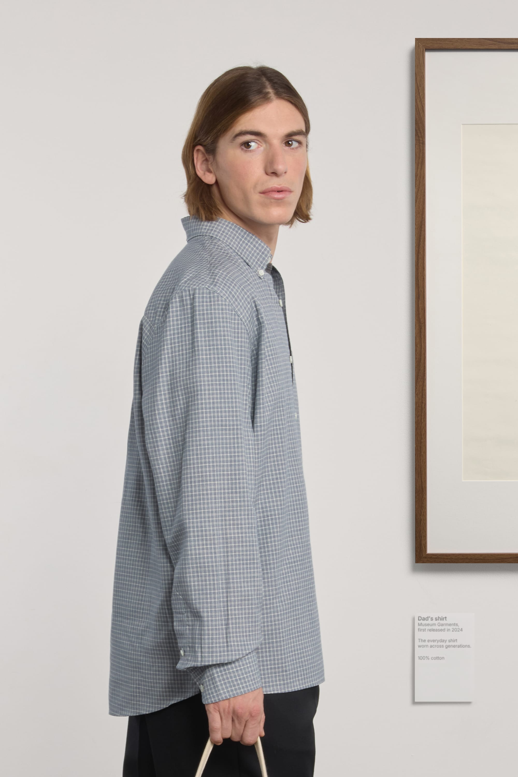 Dad's Shirt - Checked Cotton Fabric - Blue/White