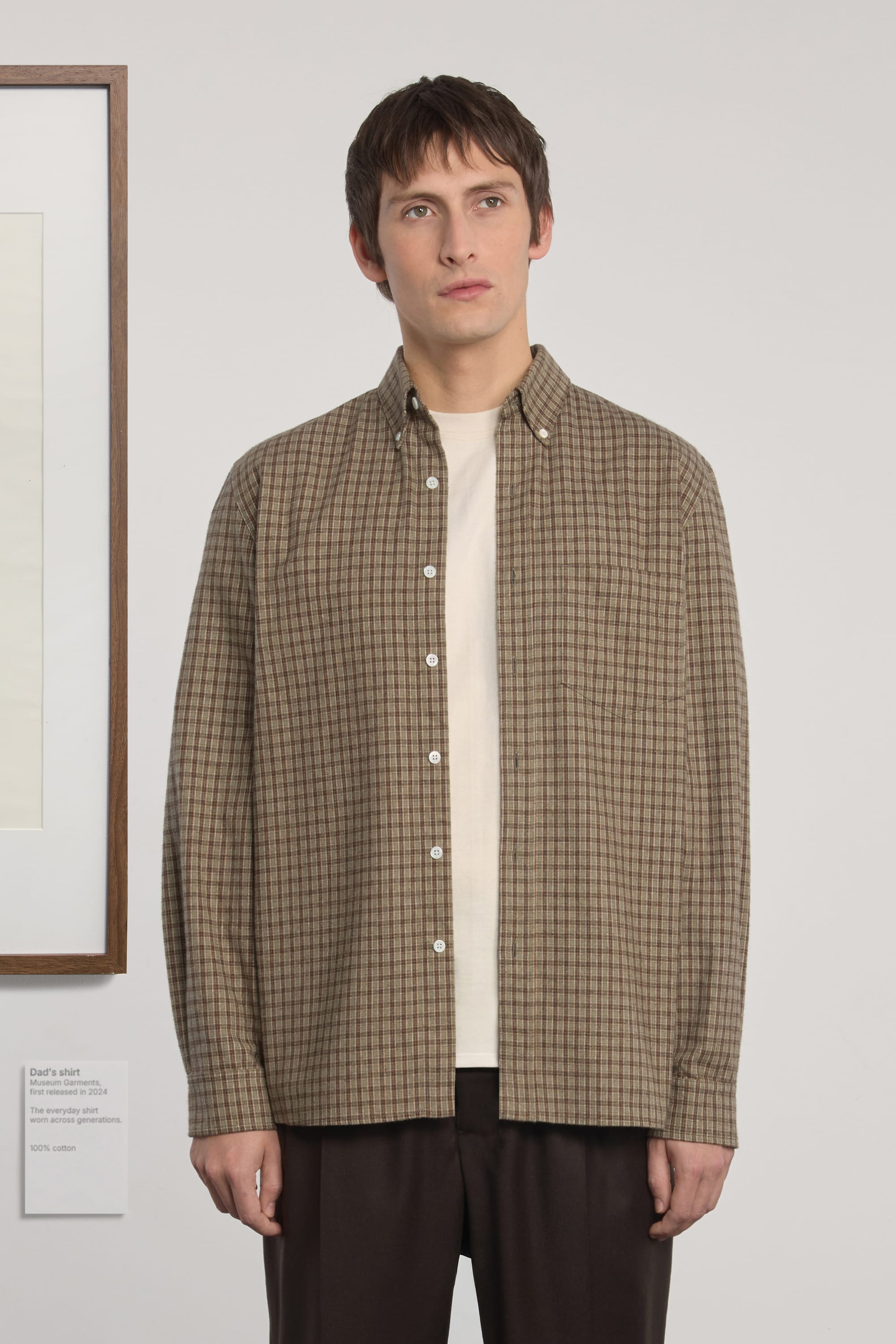 Dad's Shirt - Checked Cotton Flannel - Brown/Green