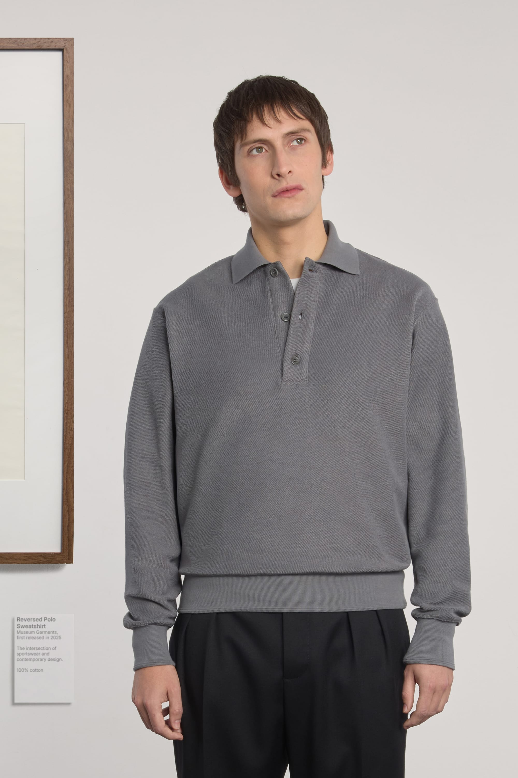 Reversed Polo Sweatshirt – Charcoal Grey