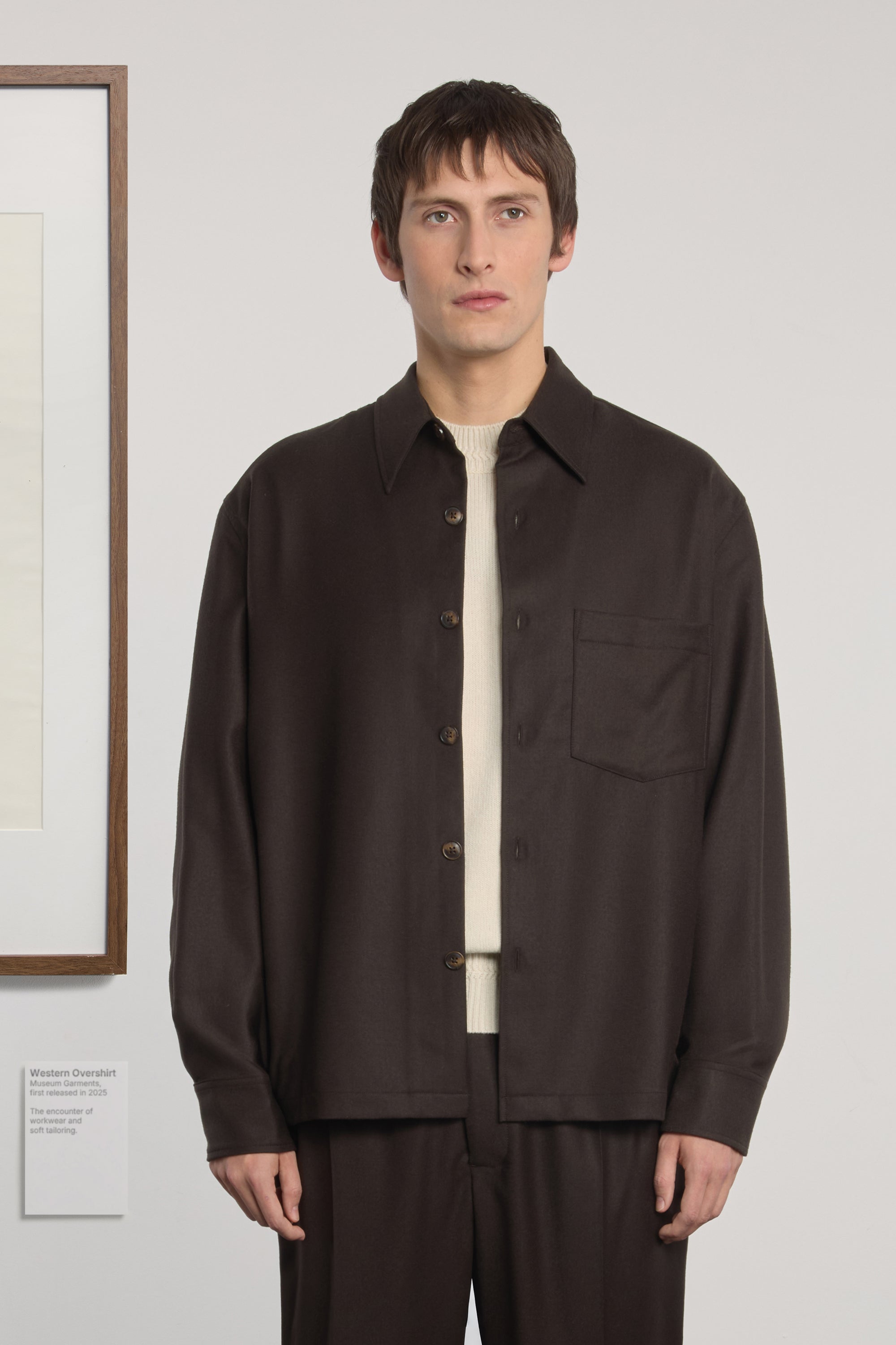 Western Overshirt - Virgin Wool Flannel - Dark Brown