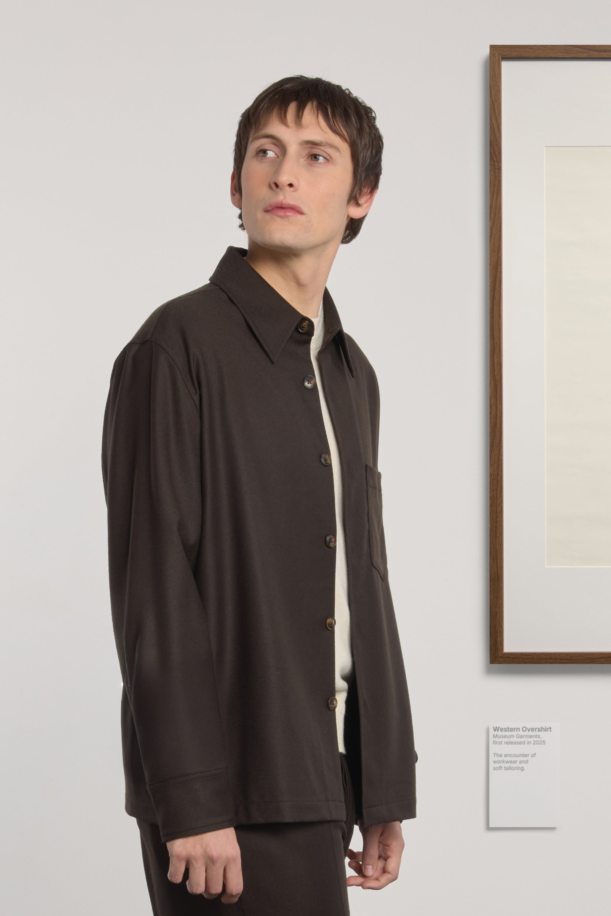 Western Overshirt - Virgin Wool Flannel - Dark Brown