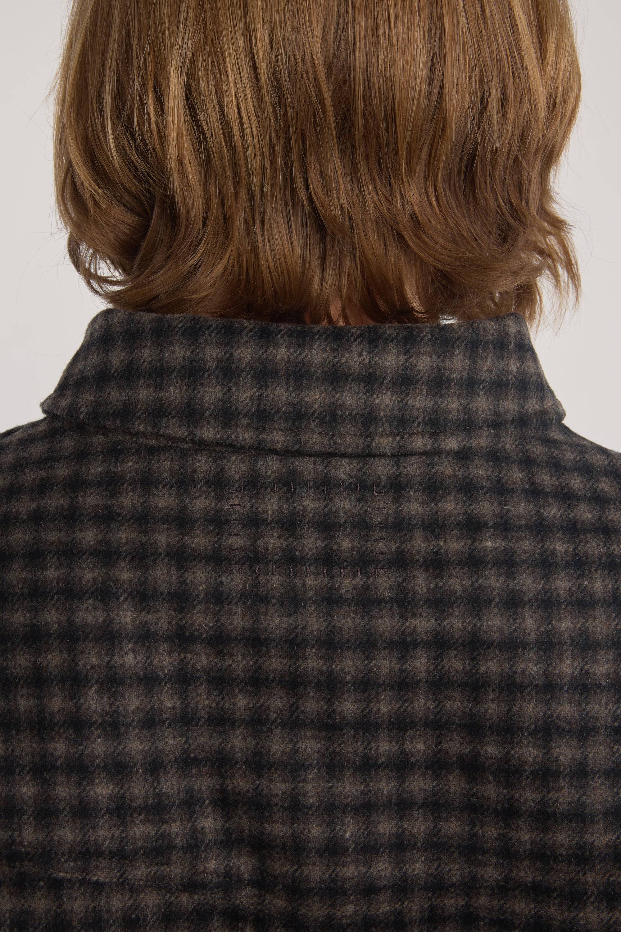 Western Overshirt - Recycled Wool Twill Check - Brown