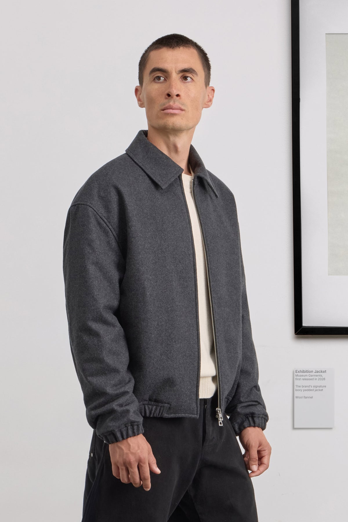 Exhibition Jacket - Wool flannel - Grey Melange
