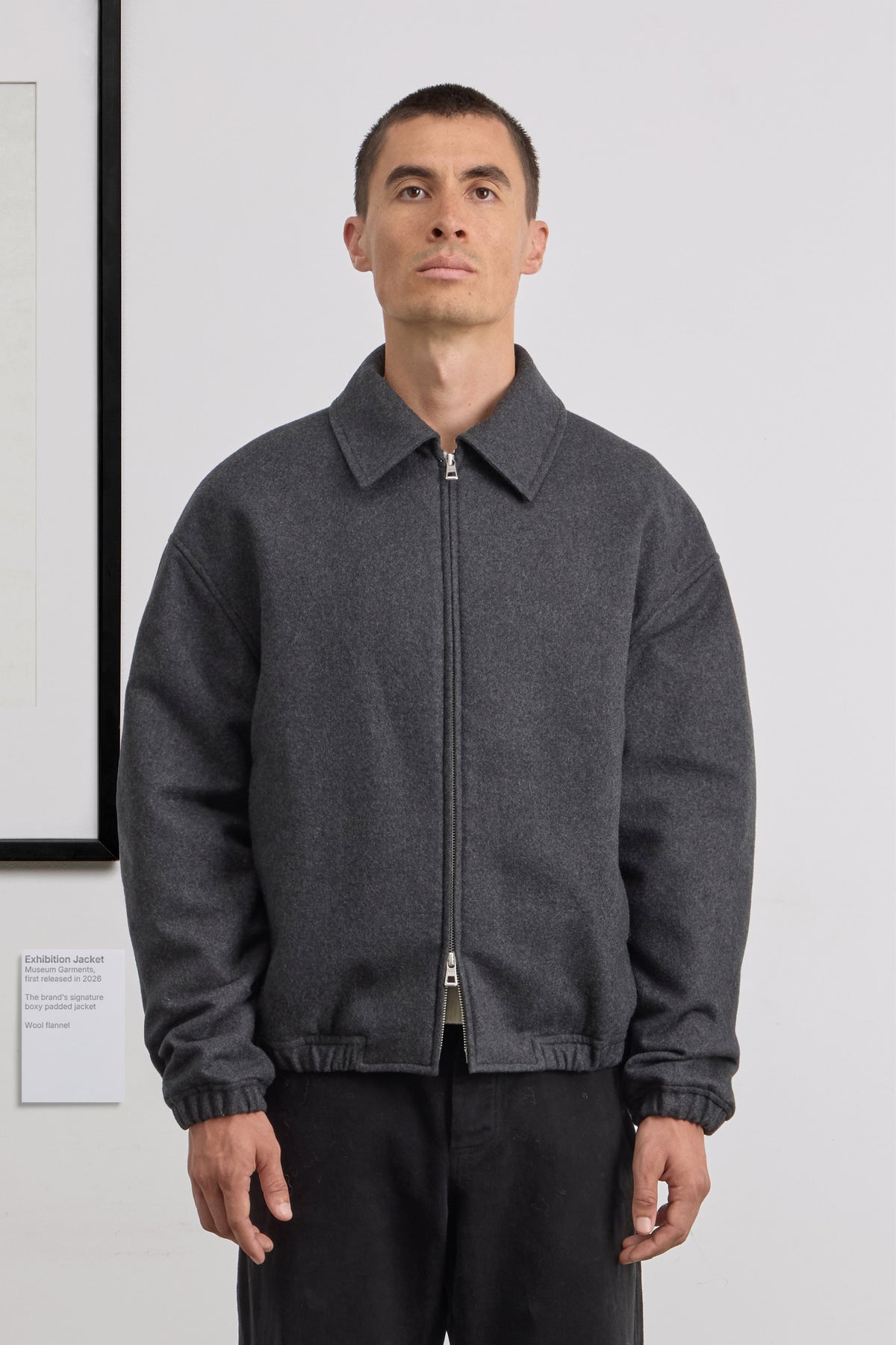 Exhibition Jacket - Wool flannel - Grey Melange
