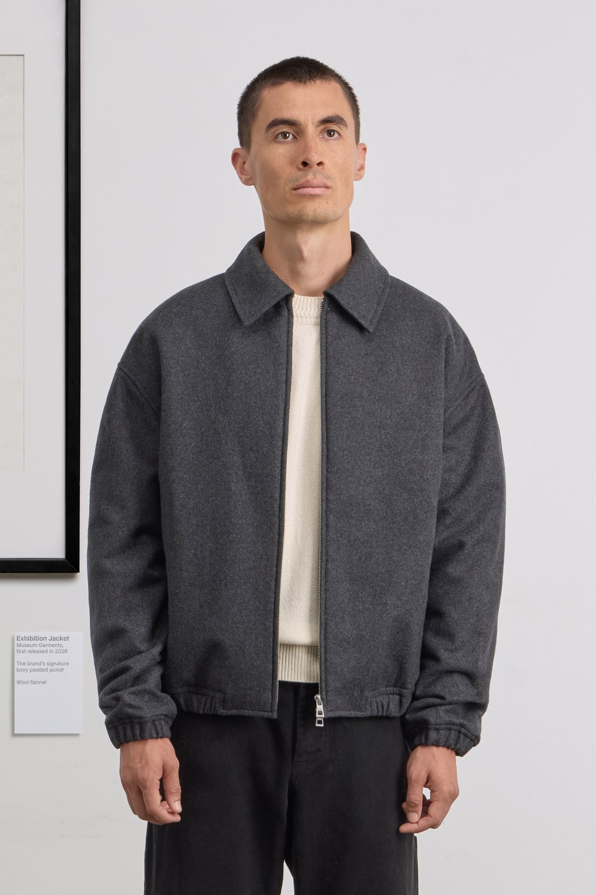 Exhibition Jacket - Wool flannel - Grey Melange