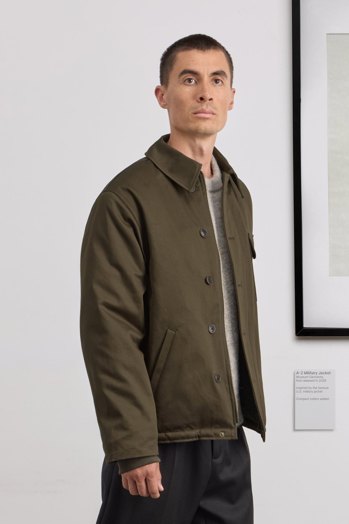 A-2 Military Jacket - Compact cotton sateen - Dark Green