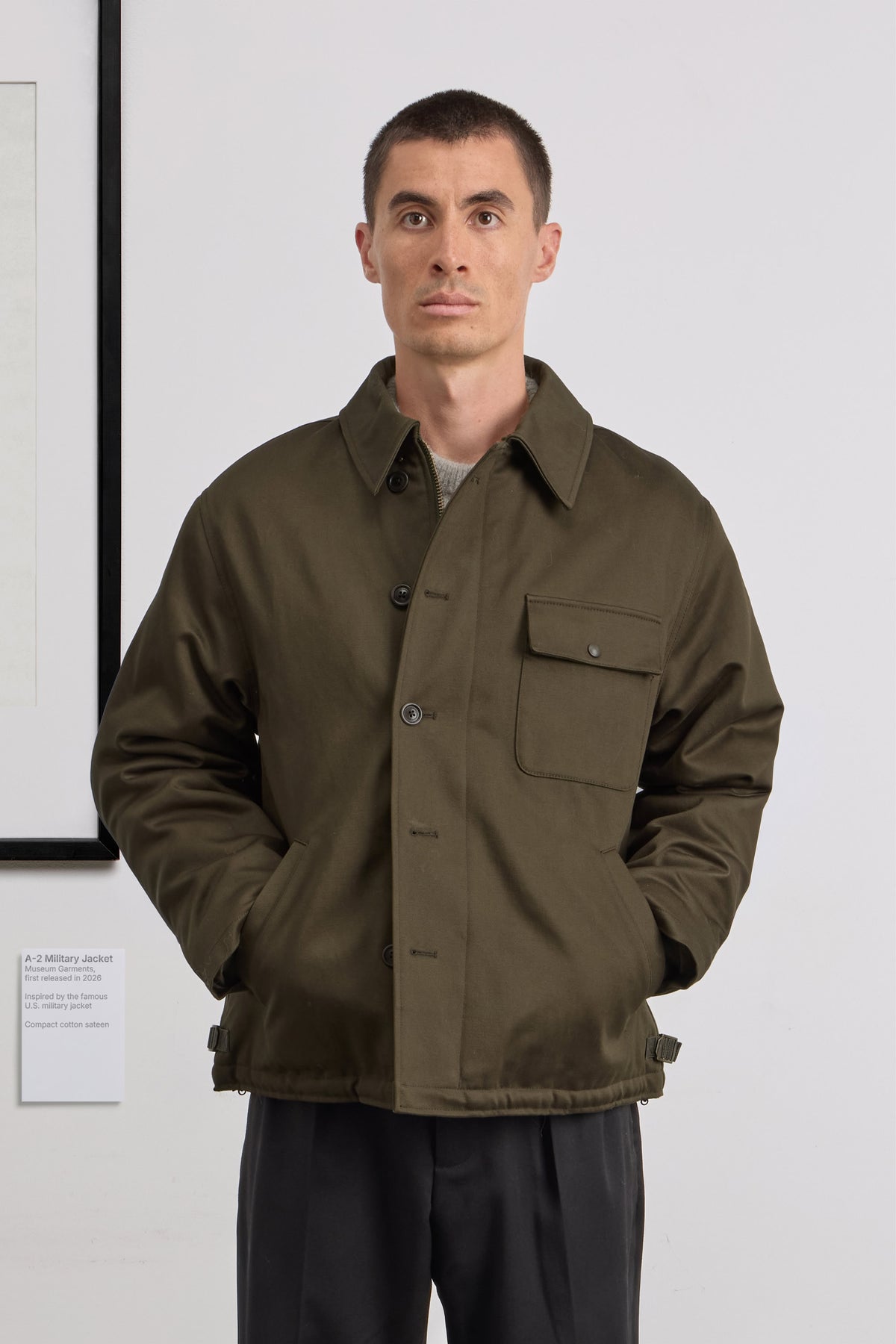 A-2 Military Jacket - Compact cotton sateen - Dark Green