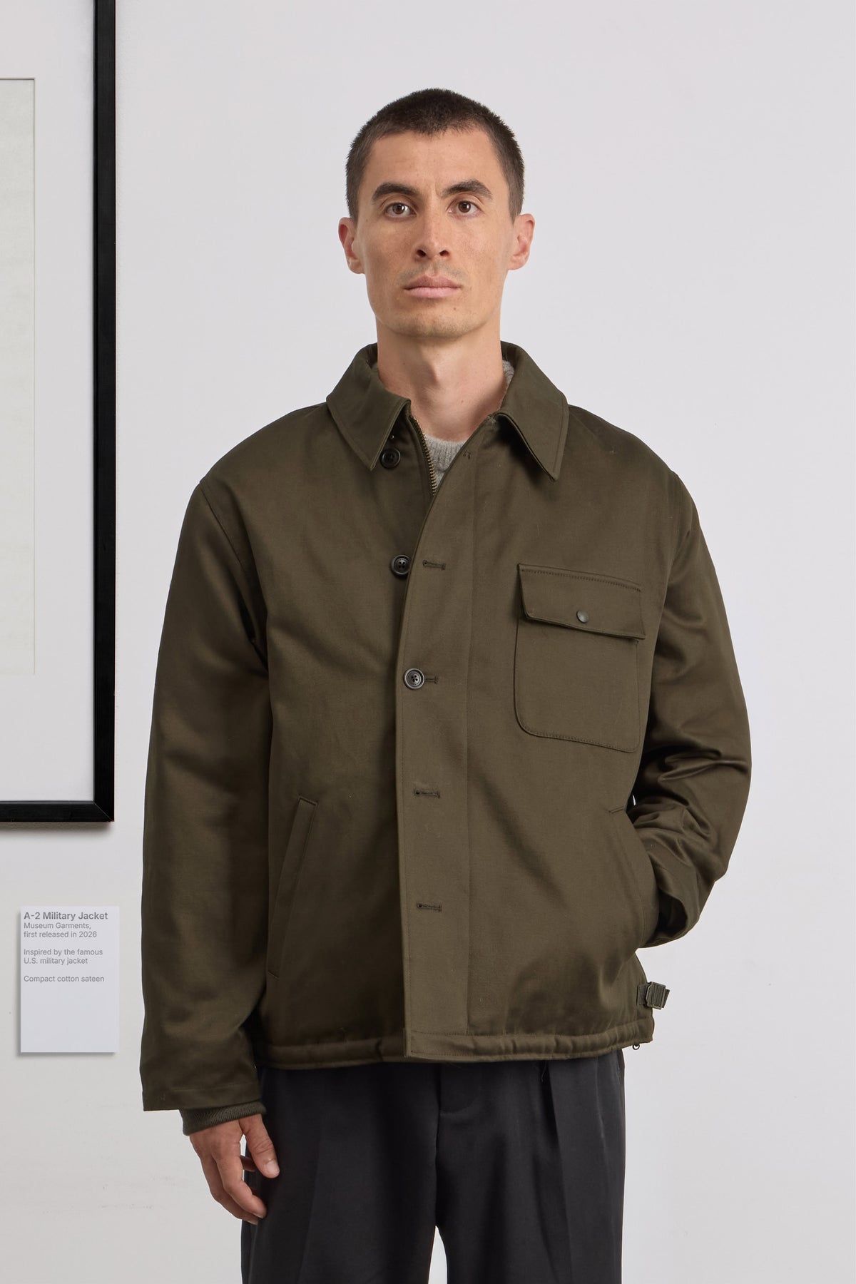 A-2 Military Jacket - Compact cotton sateen - Dark Green