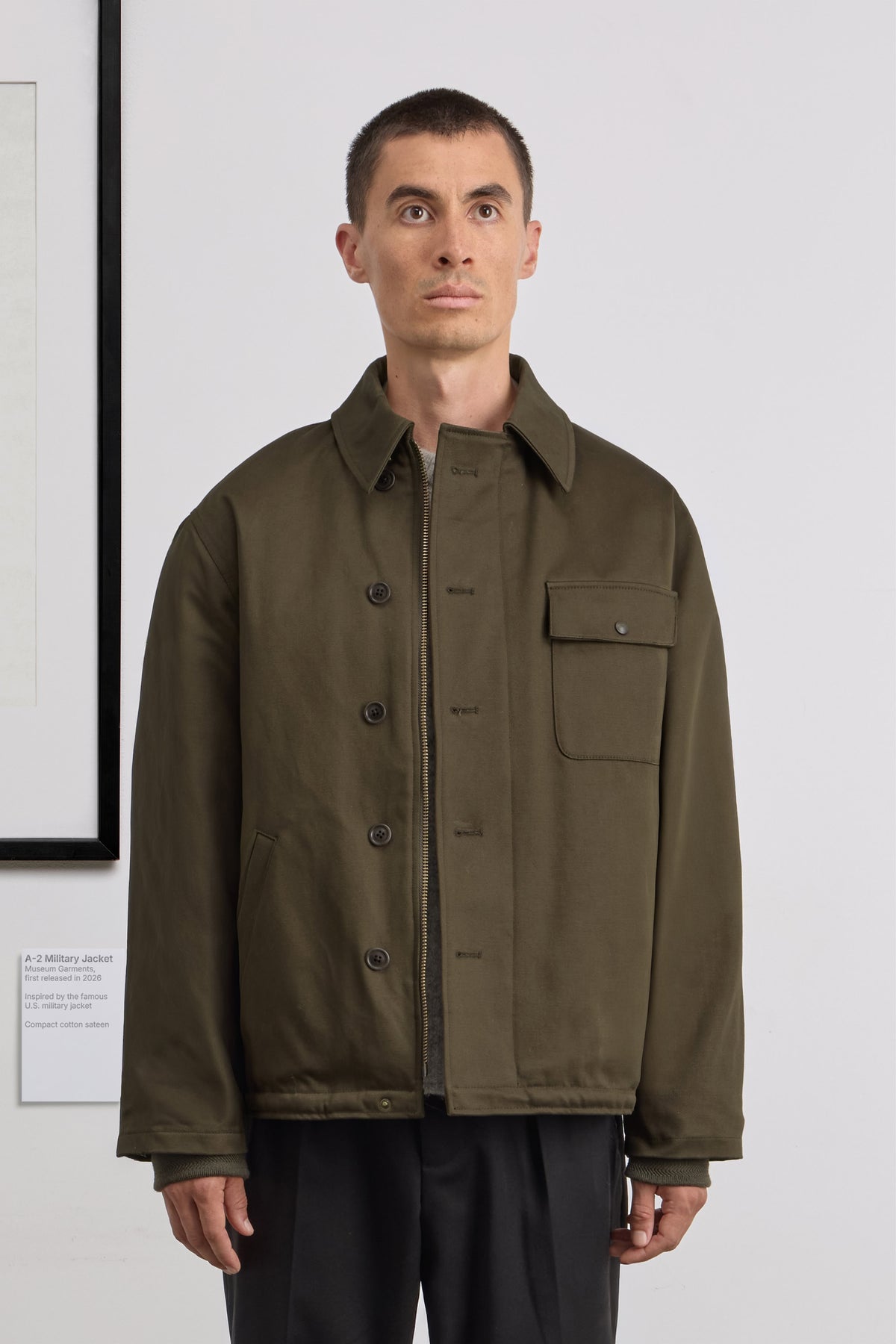 A-2 Military Jacket - Compact cotton sateen - Dark Green