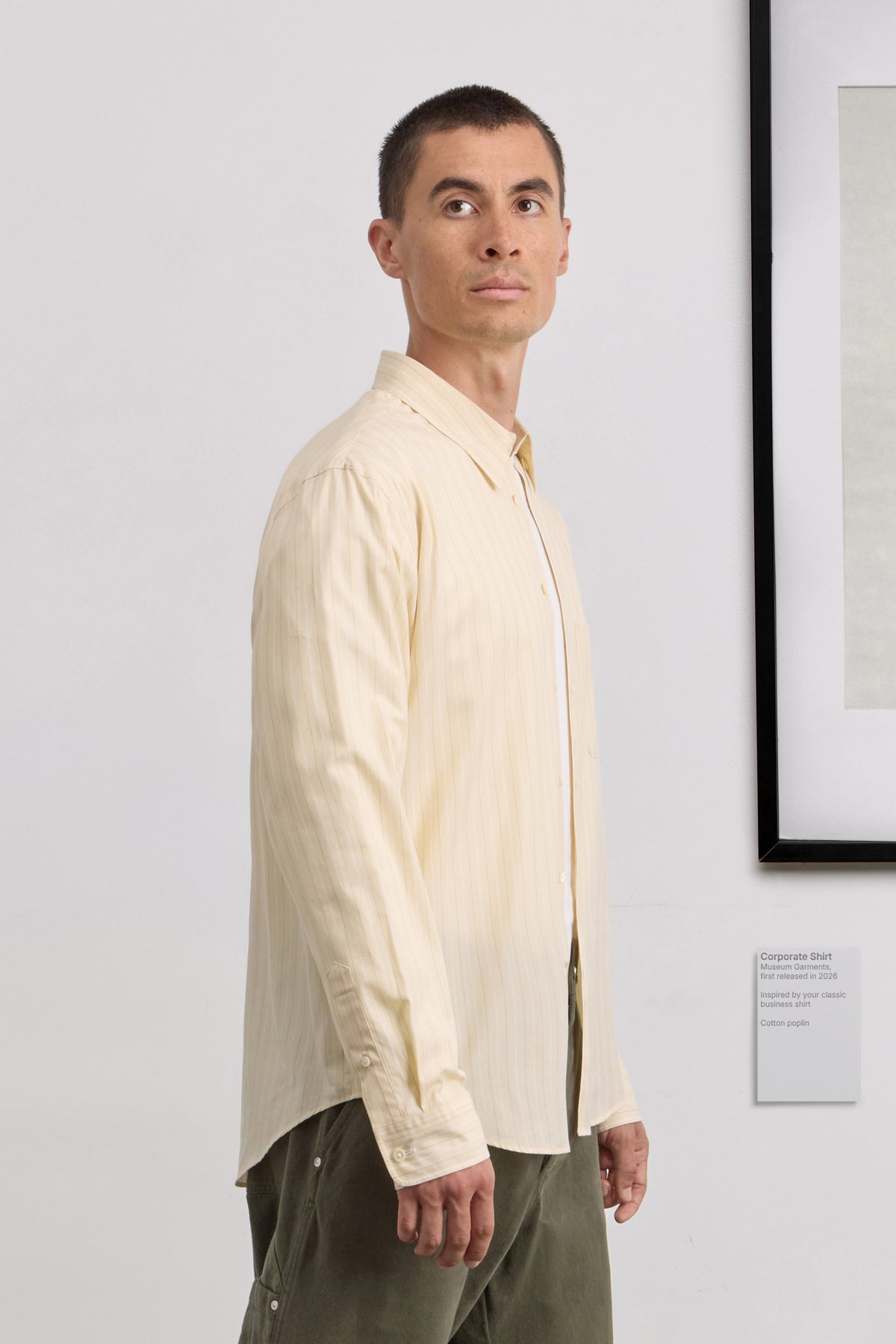 Corporate Shirt - Striped Cotton poplin - Vanilla/White