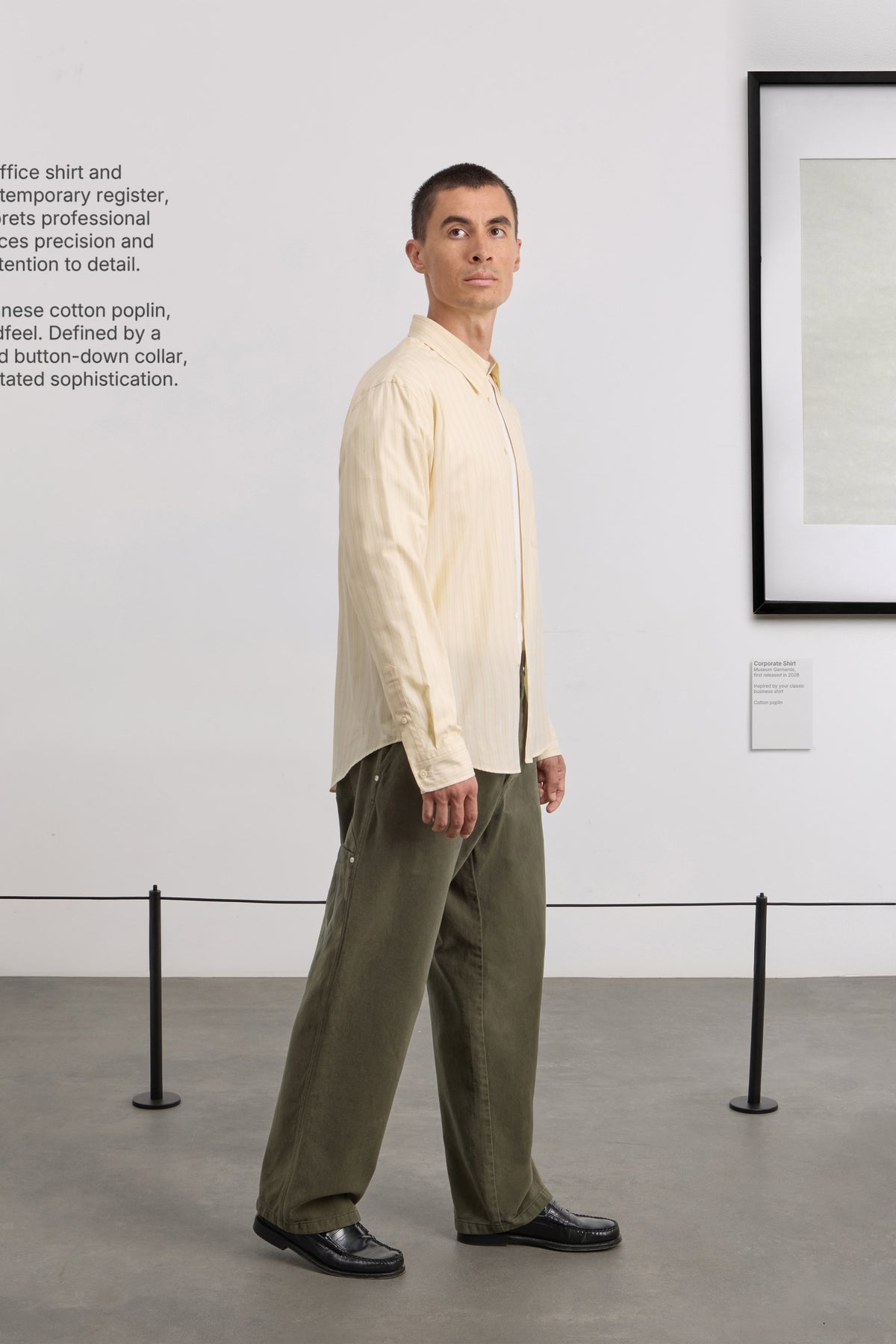 Corporate Shirt - Striped Cotton poplin - Vanilla/White