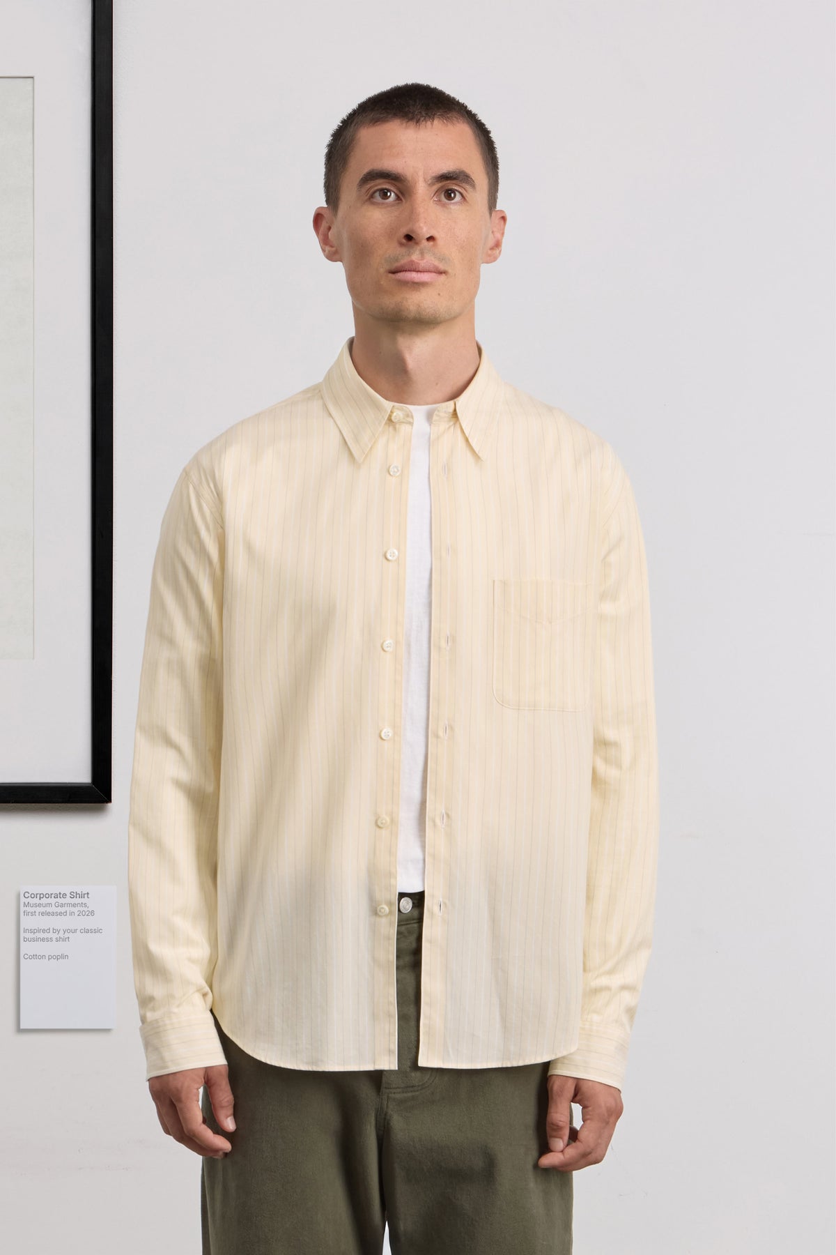 Corporate Shirt - Striped Cotton poplin - Vanilla/White