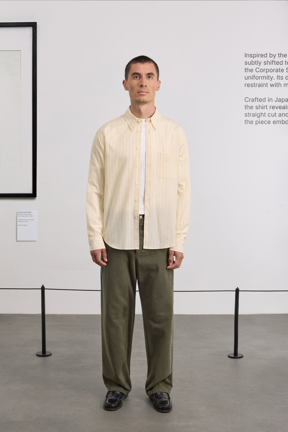 Corporate Shirt - Striped Cotton poplin - Vanilla/White