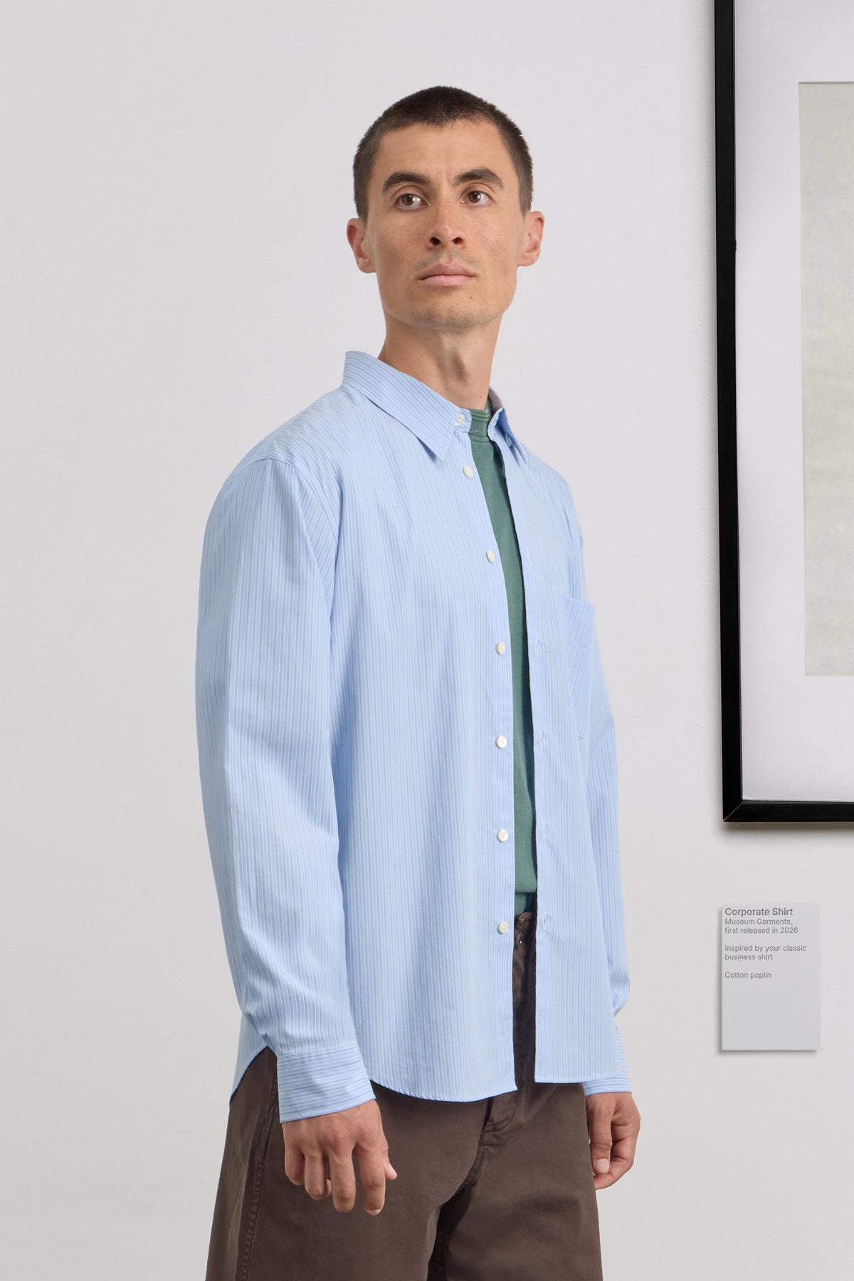 Corporate Shirt - Striped Cotton poplin - Blue/White