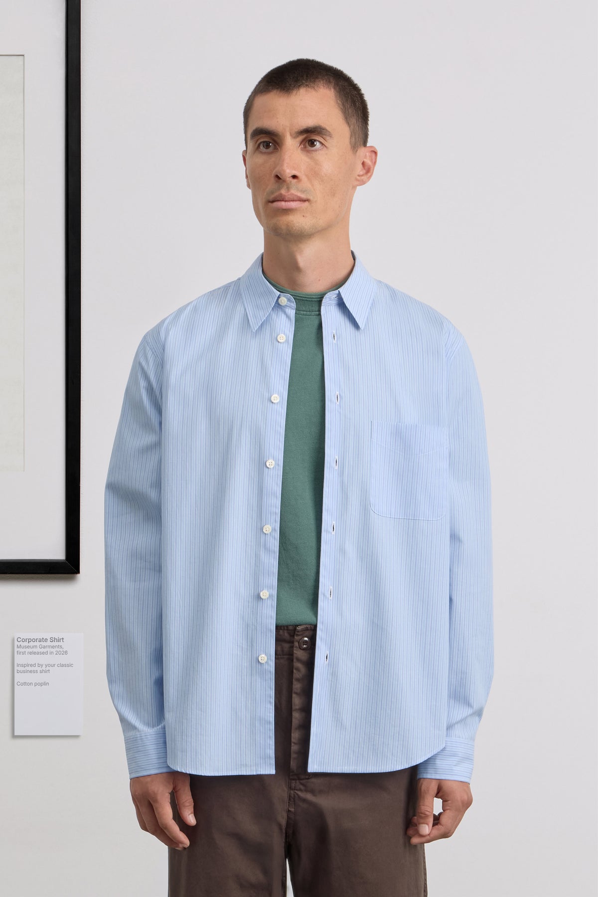 Corporate Shirt - Striped Cotton poplin - Blue/White