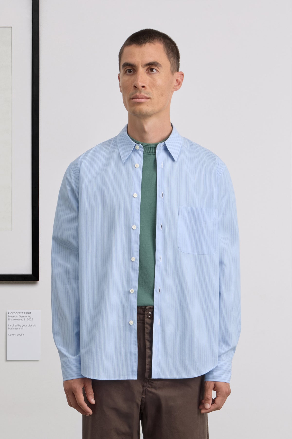 Corporate Shirt - Striped Cotton poplin - Blue/White