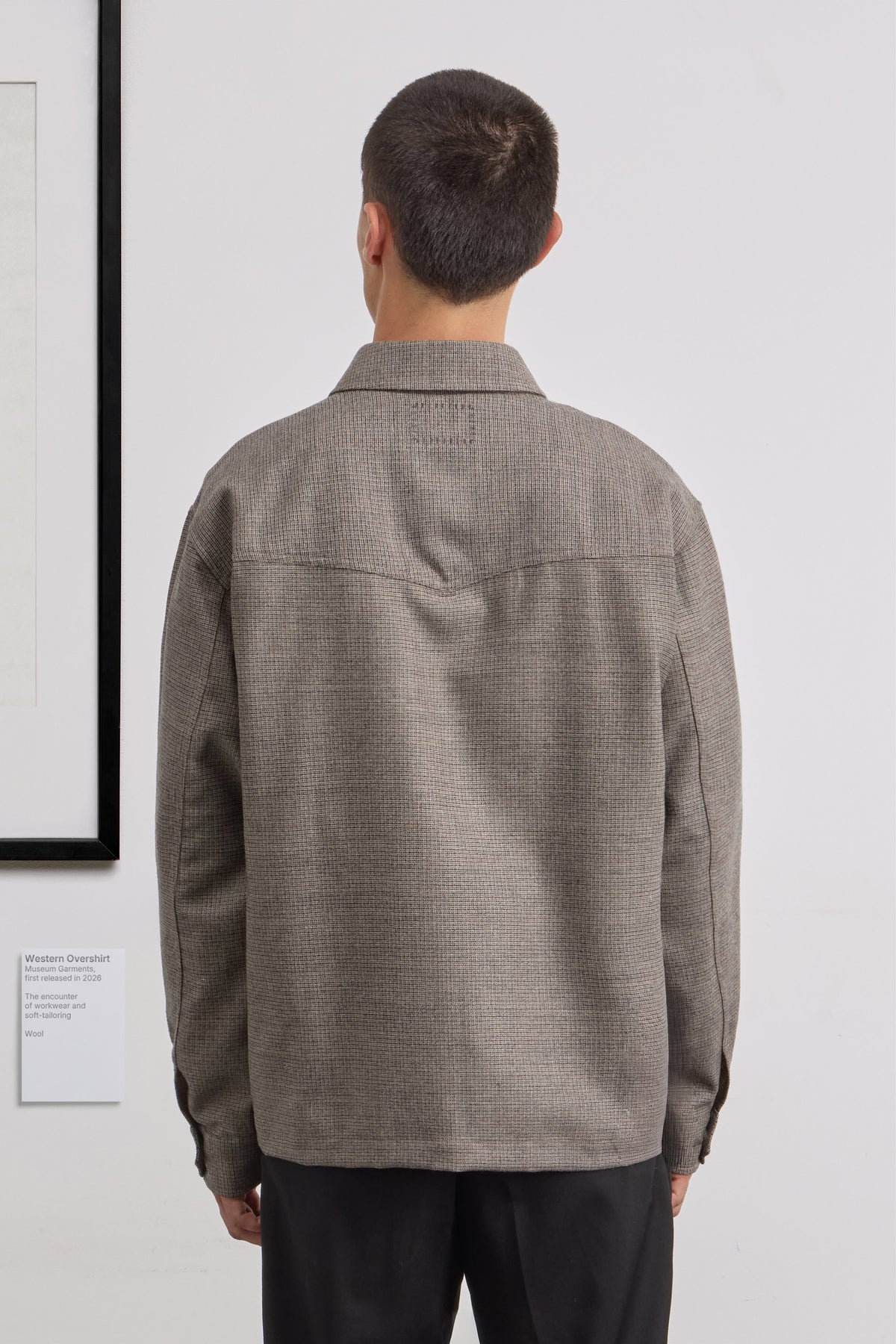 Western Overshirt - Micro-Houndstooth Wool - Beige/Brown