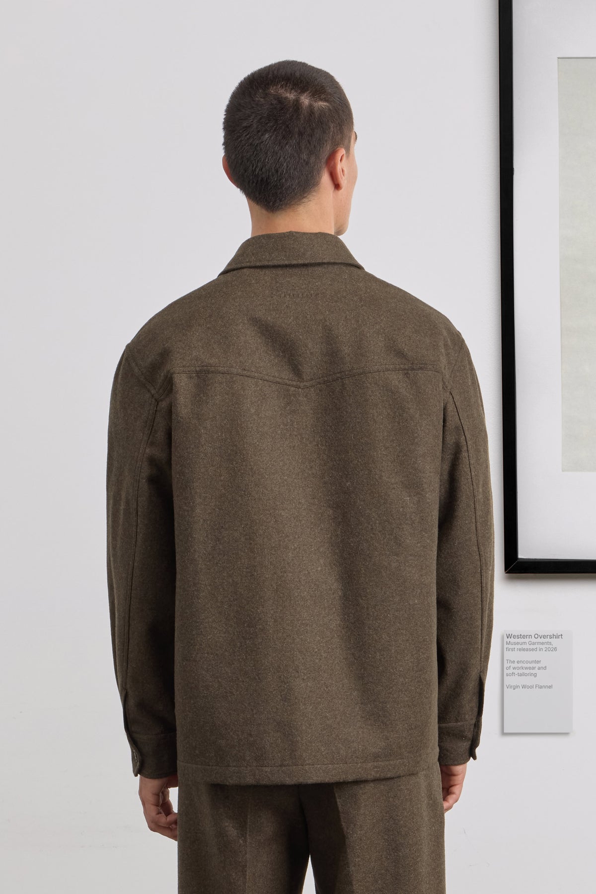 Western Overshirt - Virgin Wool Flannel - Dark Green Melange